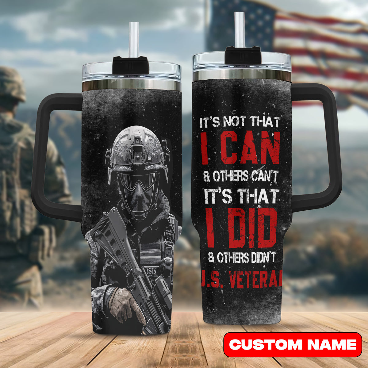 US Veteran Pride All-over Print Personalized Tumbler 40oz Main image