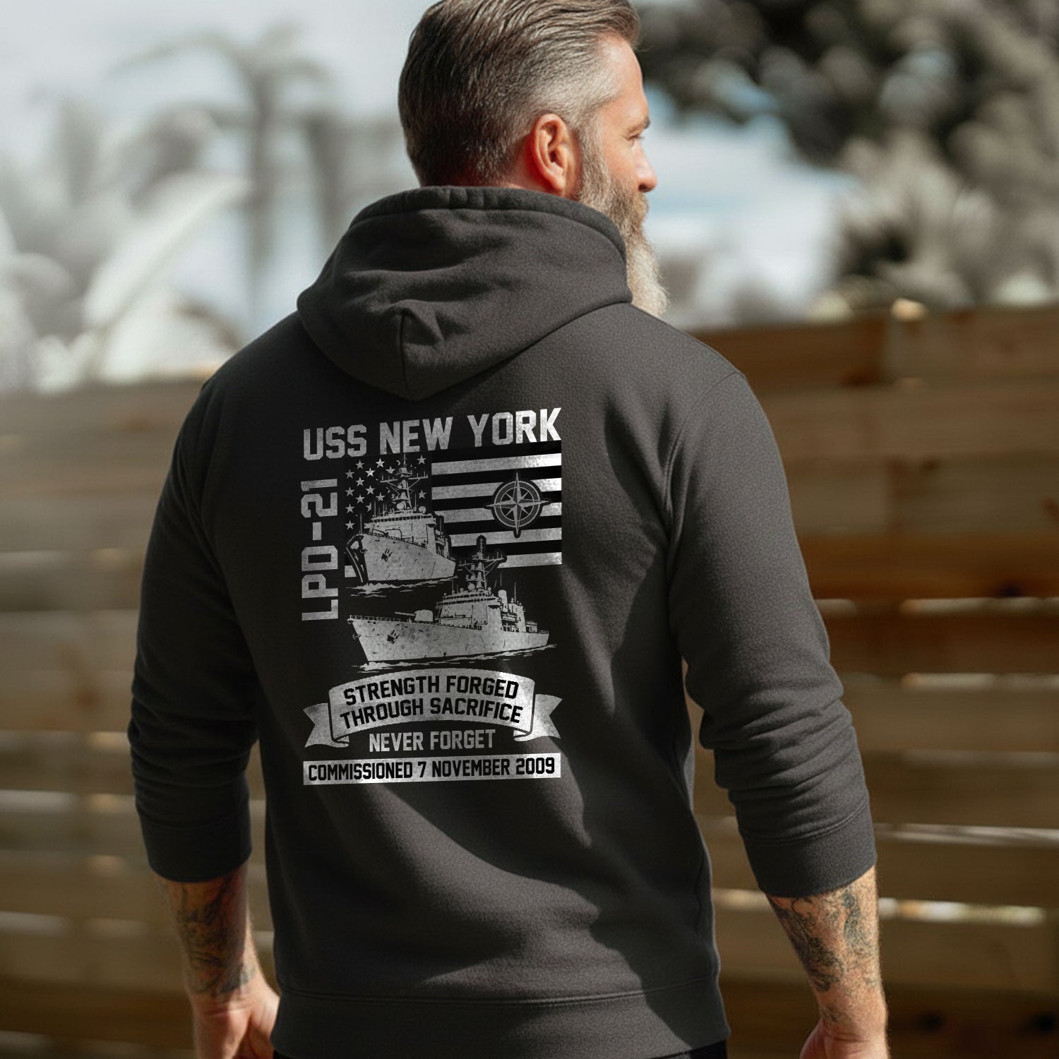 USS New York LPD21 Strength Forged Through Hoodie