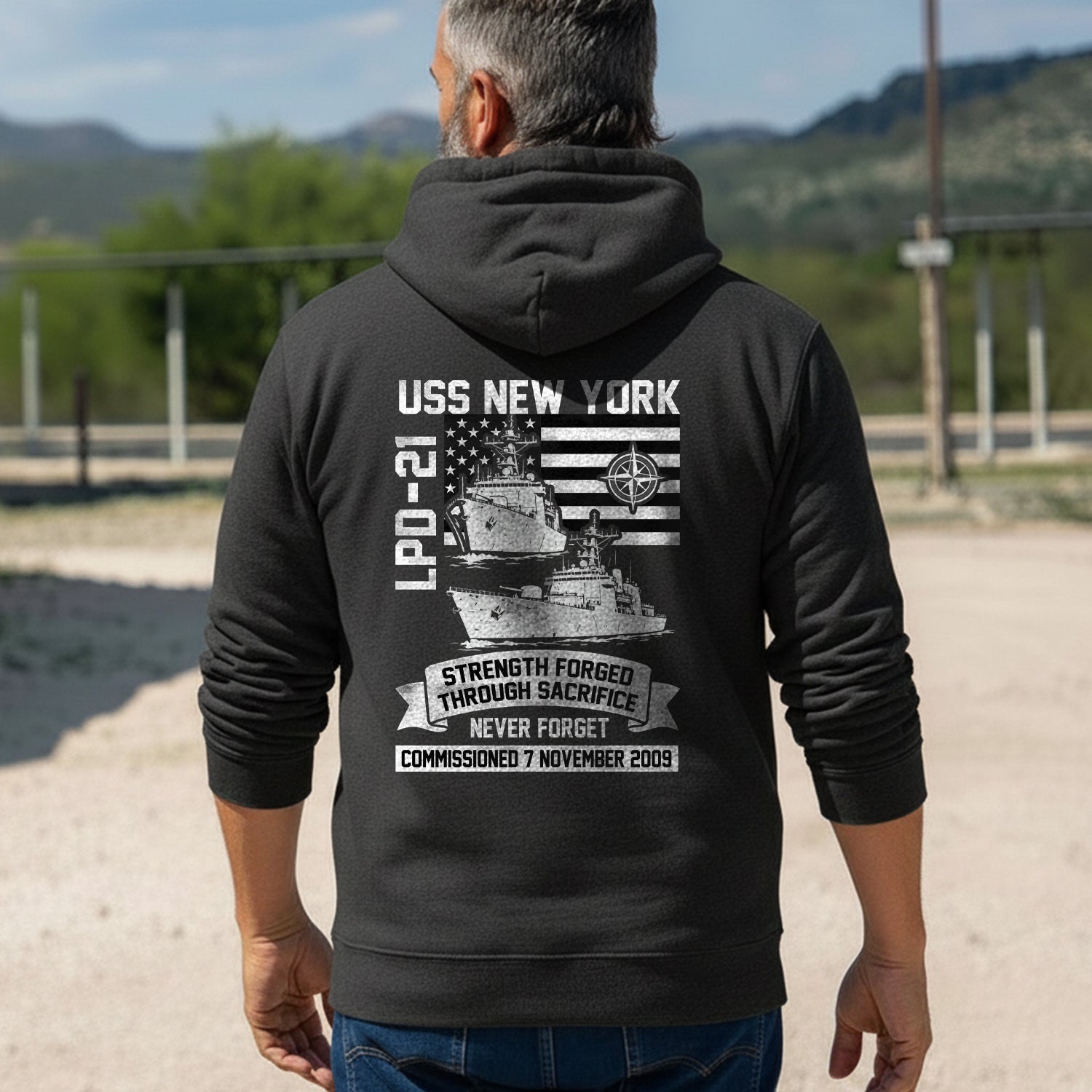 USS New York LPD21 Strength Forged Through Hoodie