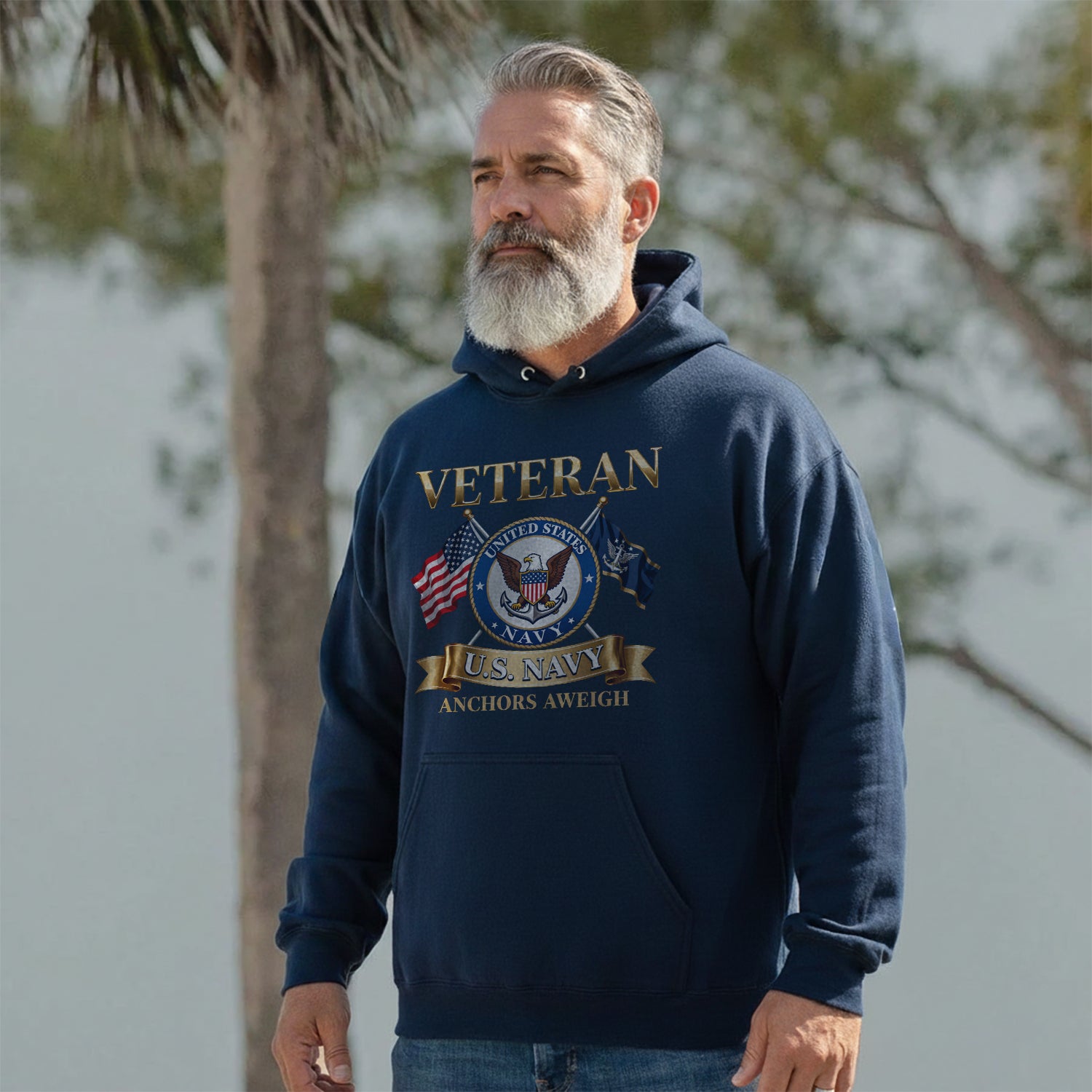 Veteran US Navy Anchors Aweigh Military Hoodie