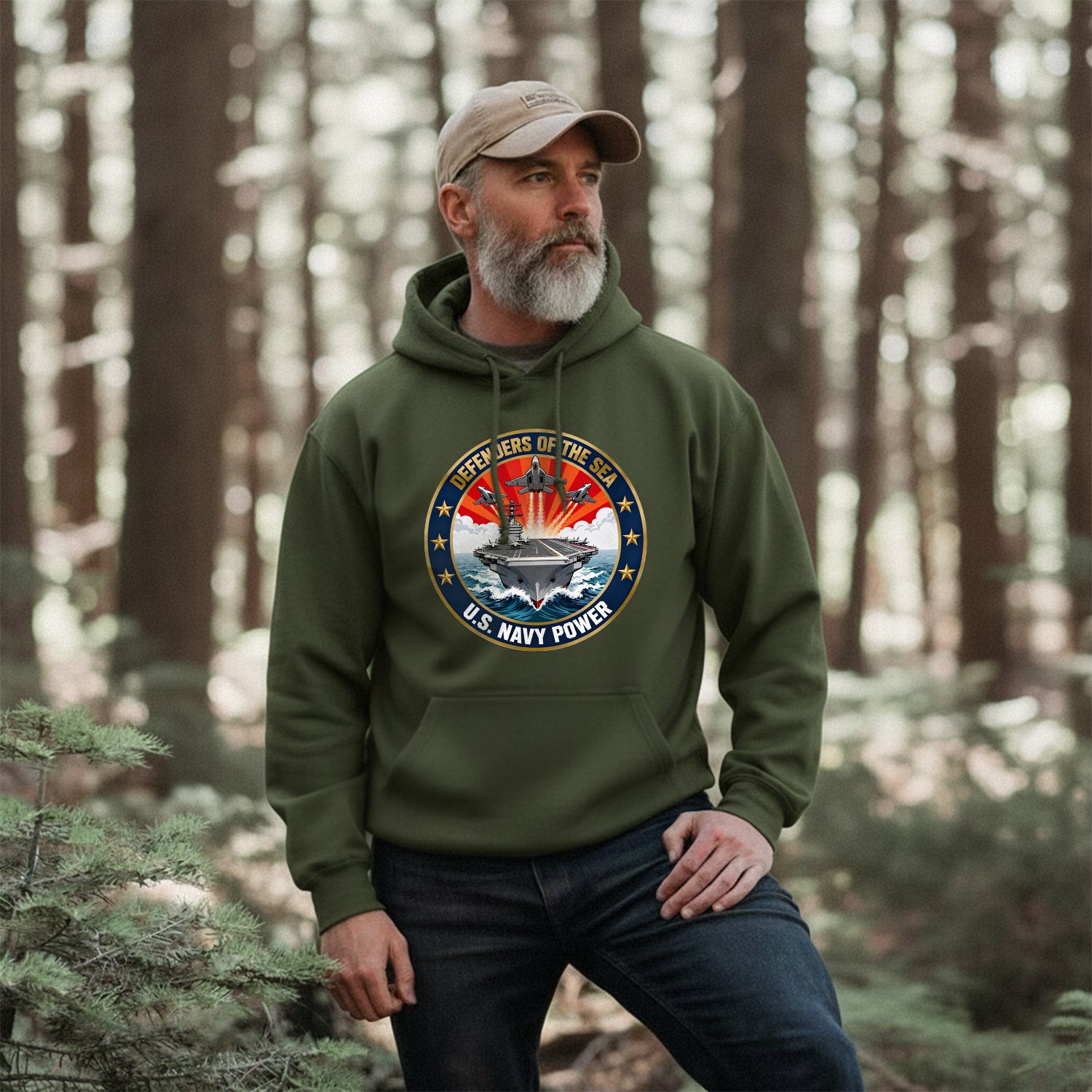 Defenders of the Sea US Navy Power Military Hoodie