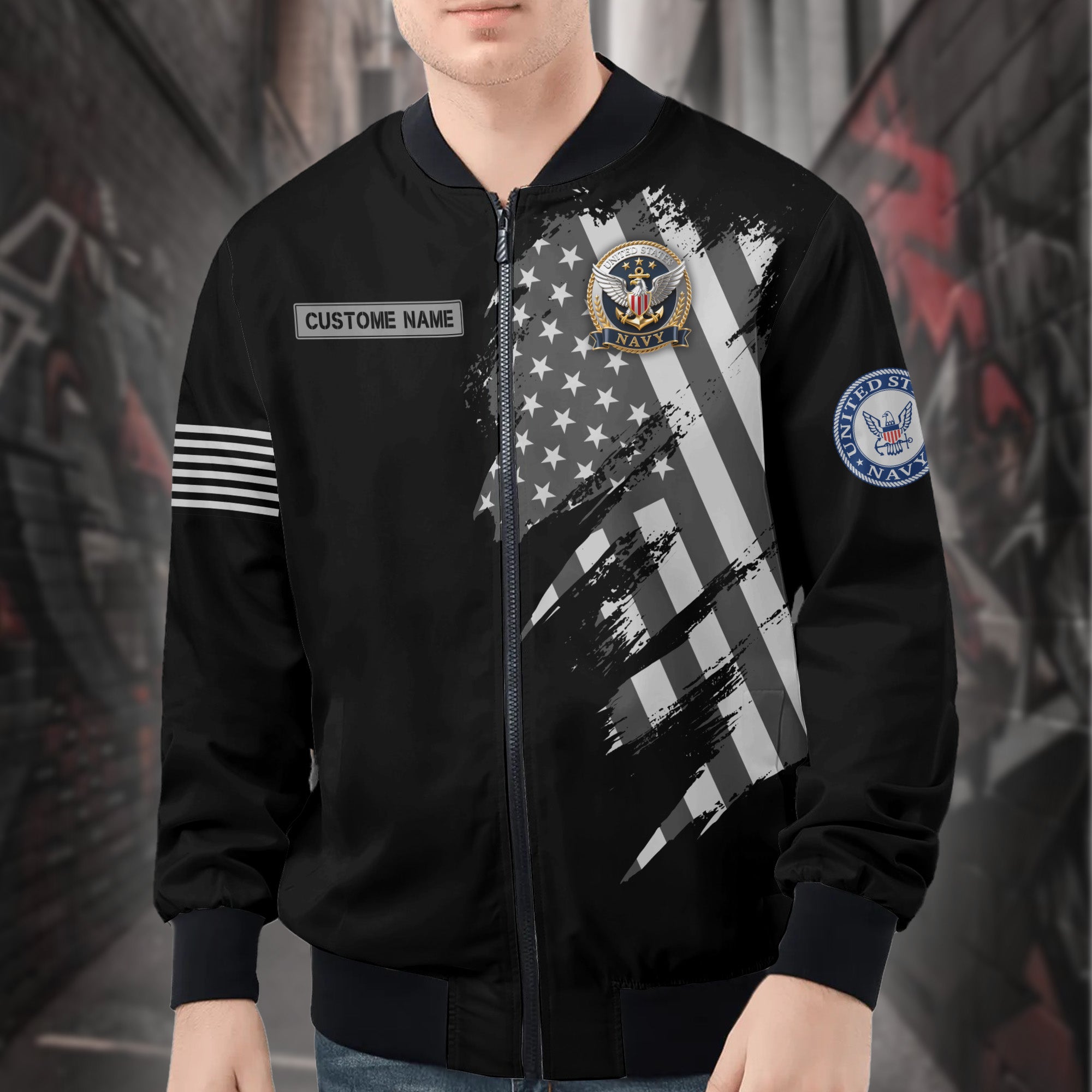 U.S. Navy Honor Personalized All-over Print Bomber Jacket