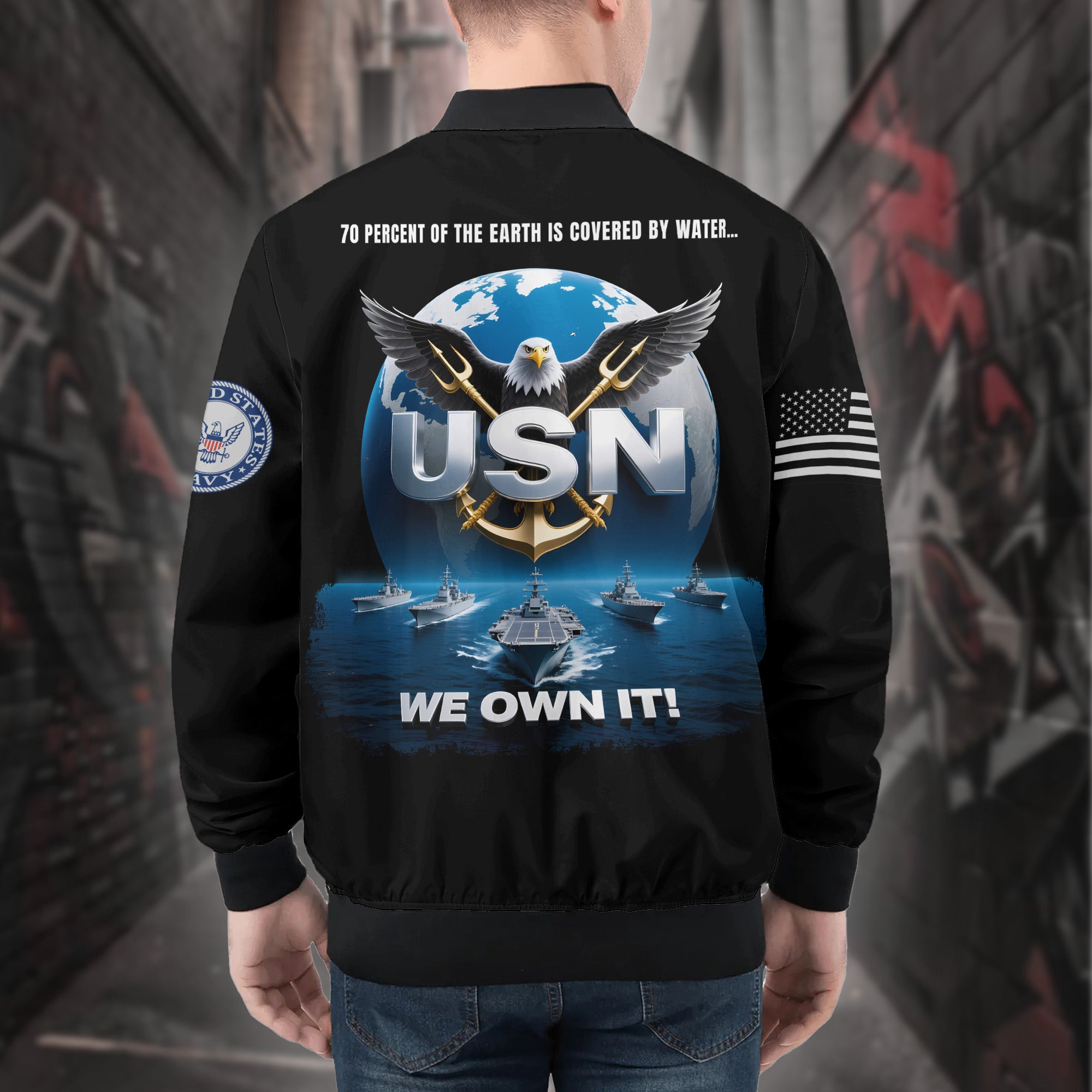 U.S. Navy Personalized All-Over Print Bomber Jacket Secondary image