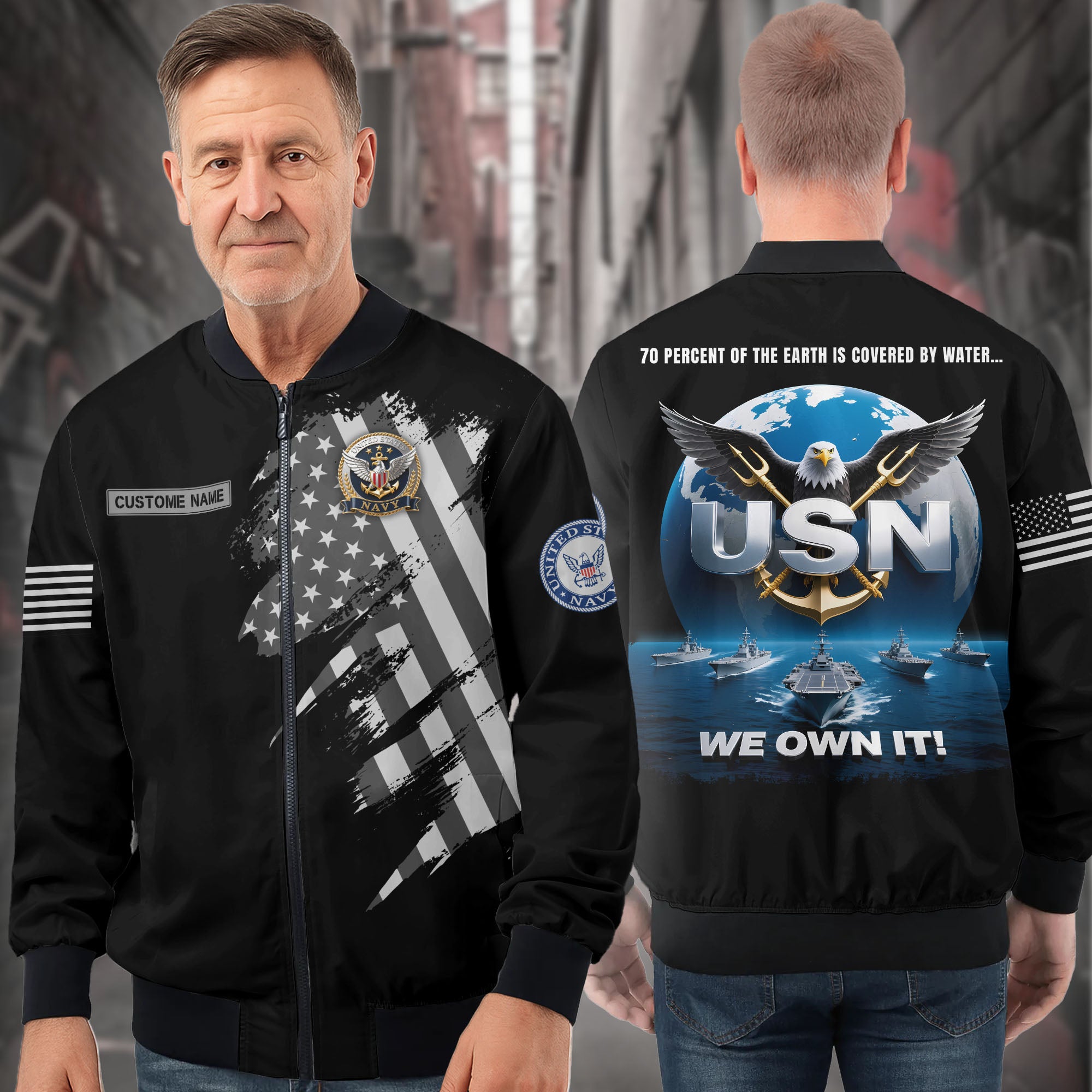 U.S. Navy Honor Personalized All-over Print Bomber Jacket