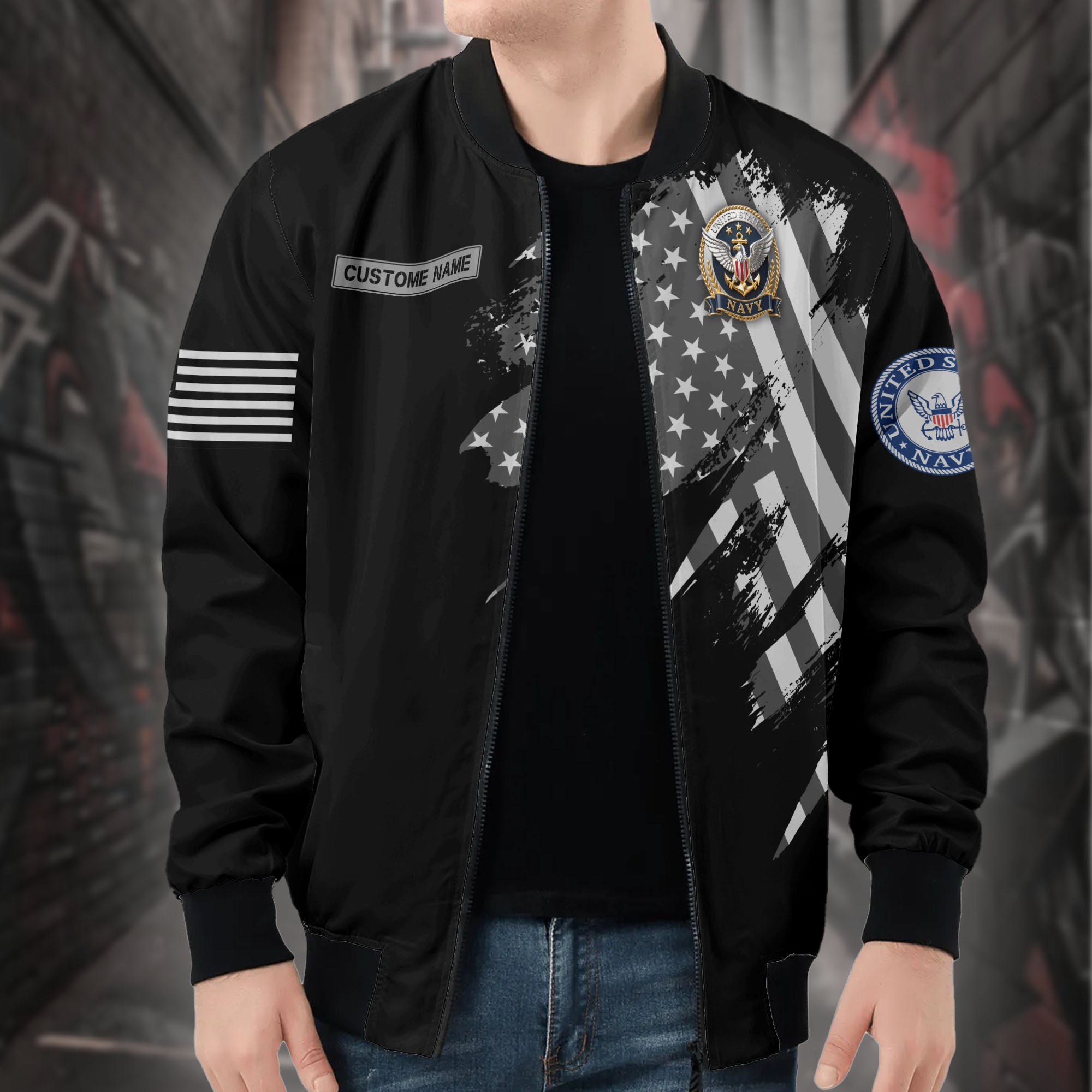 U.S. Navy Honor Personalized All-over Print Bomber Jacket