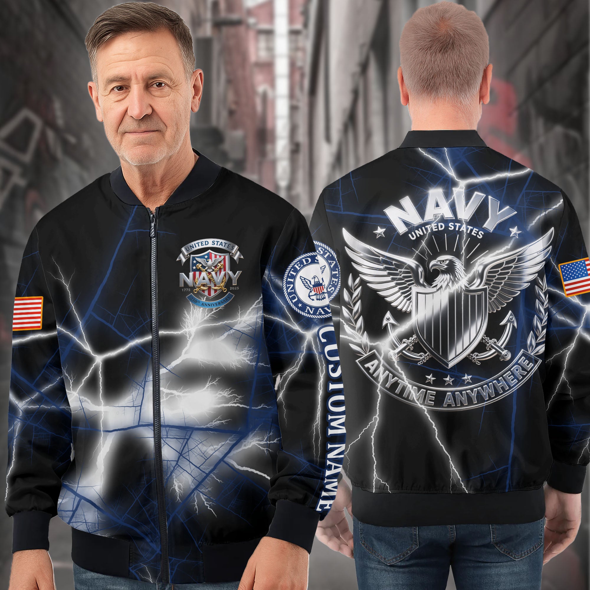 U.S. Navy Personalized All-over Print Bomber Jacket