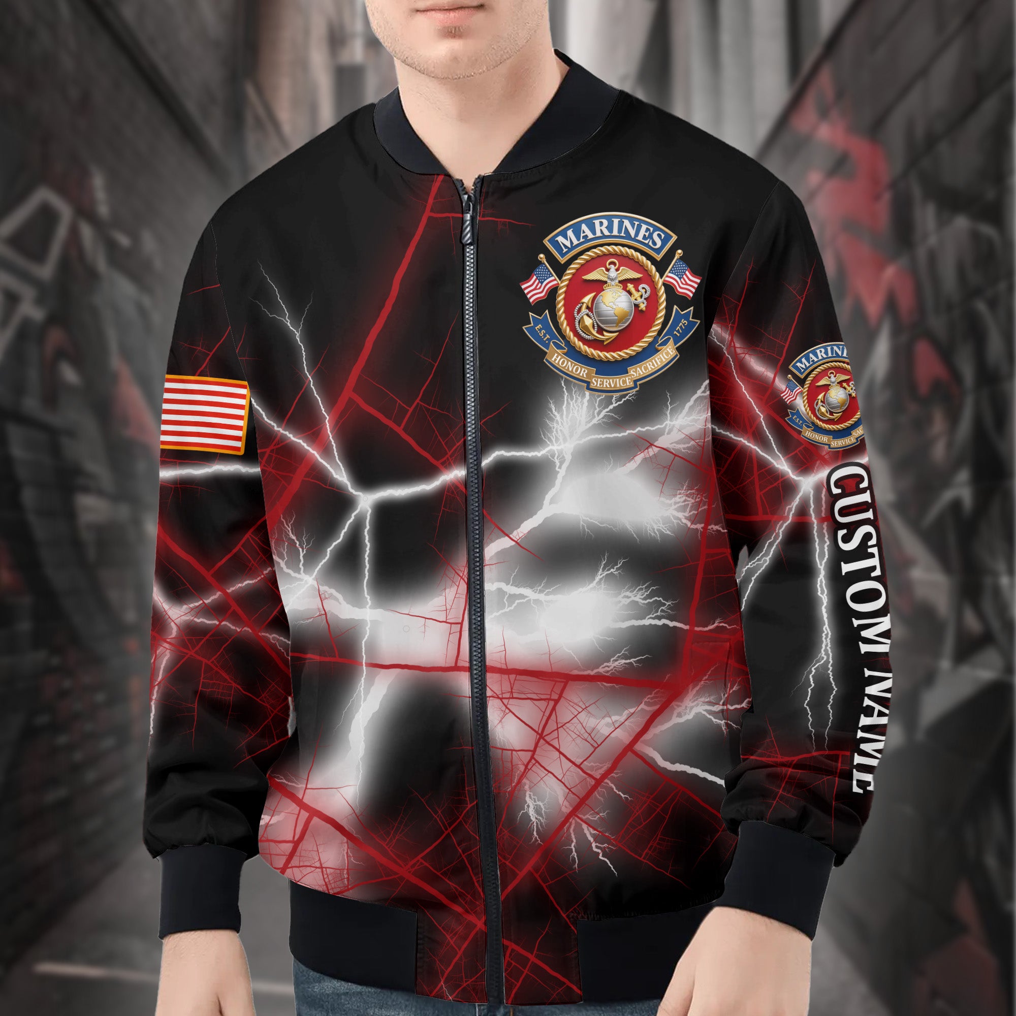 U.S. Marines Personalized All-over Print Bomber Jacket
