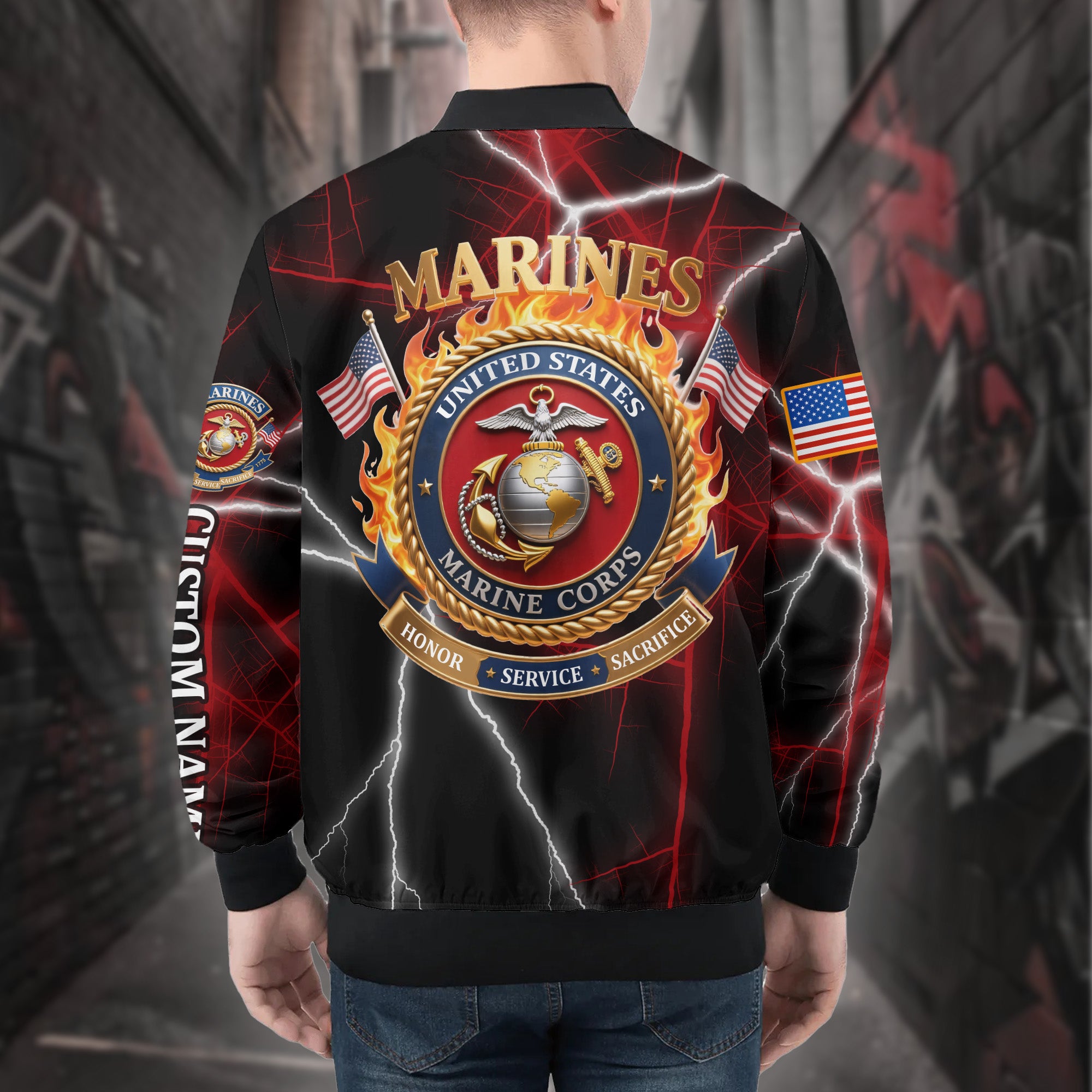 U.S. Marines Personalized All-over Print Bomber Jacket