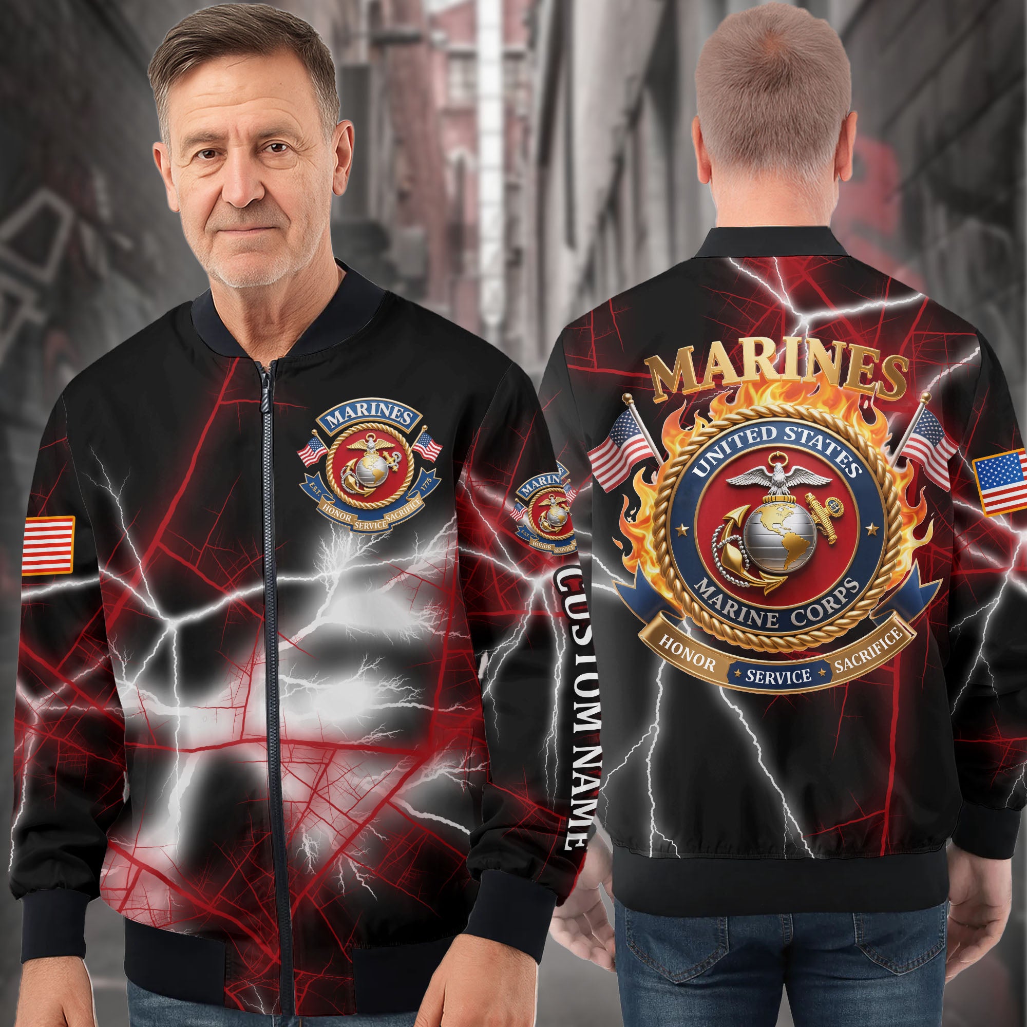 U.S. Marines Personalized All-over Print Bomber Jacket