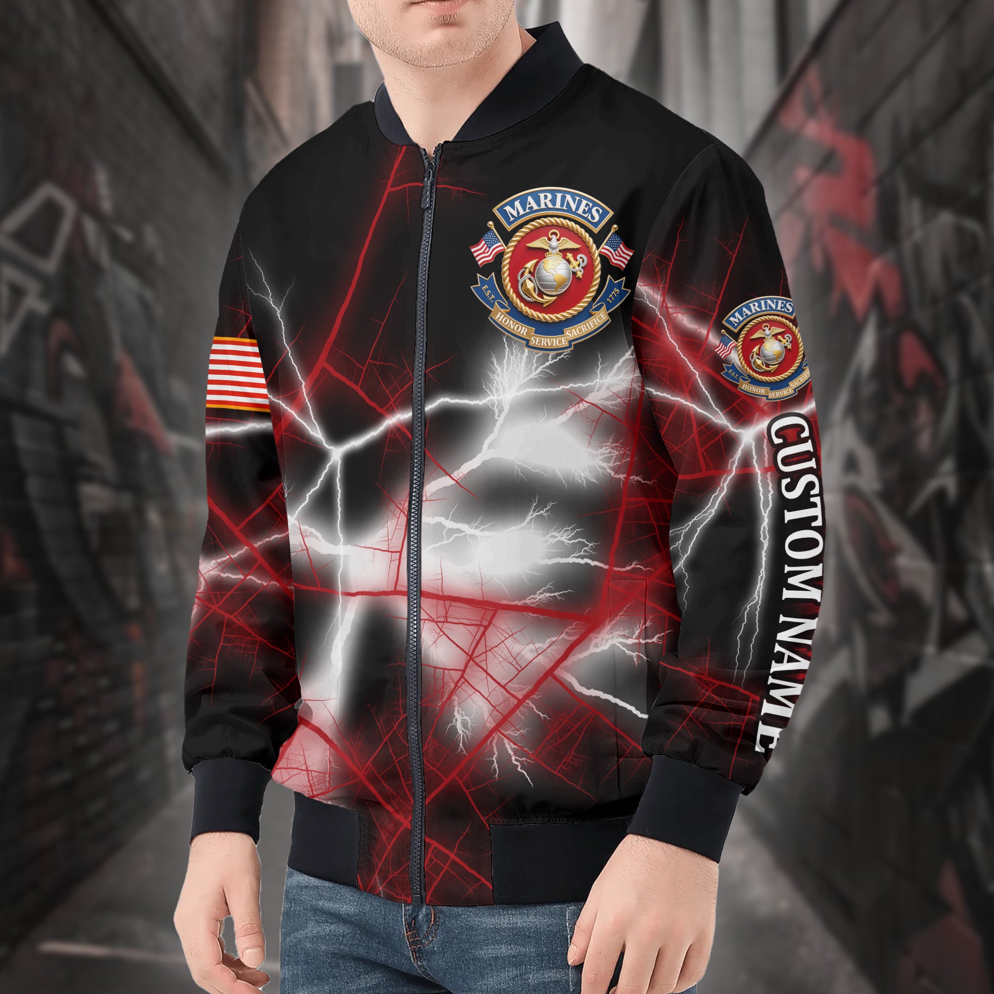 U.S. Marines Personalized All-over Print Bomber Jacket