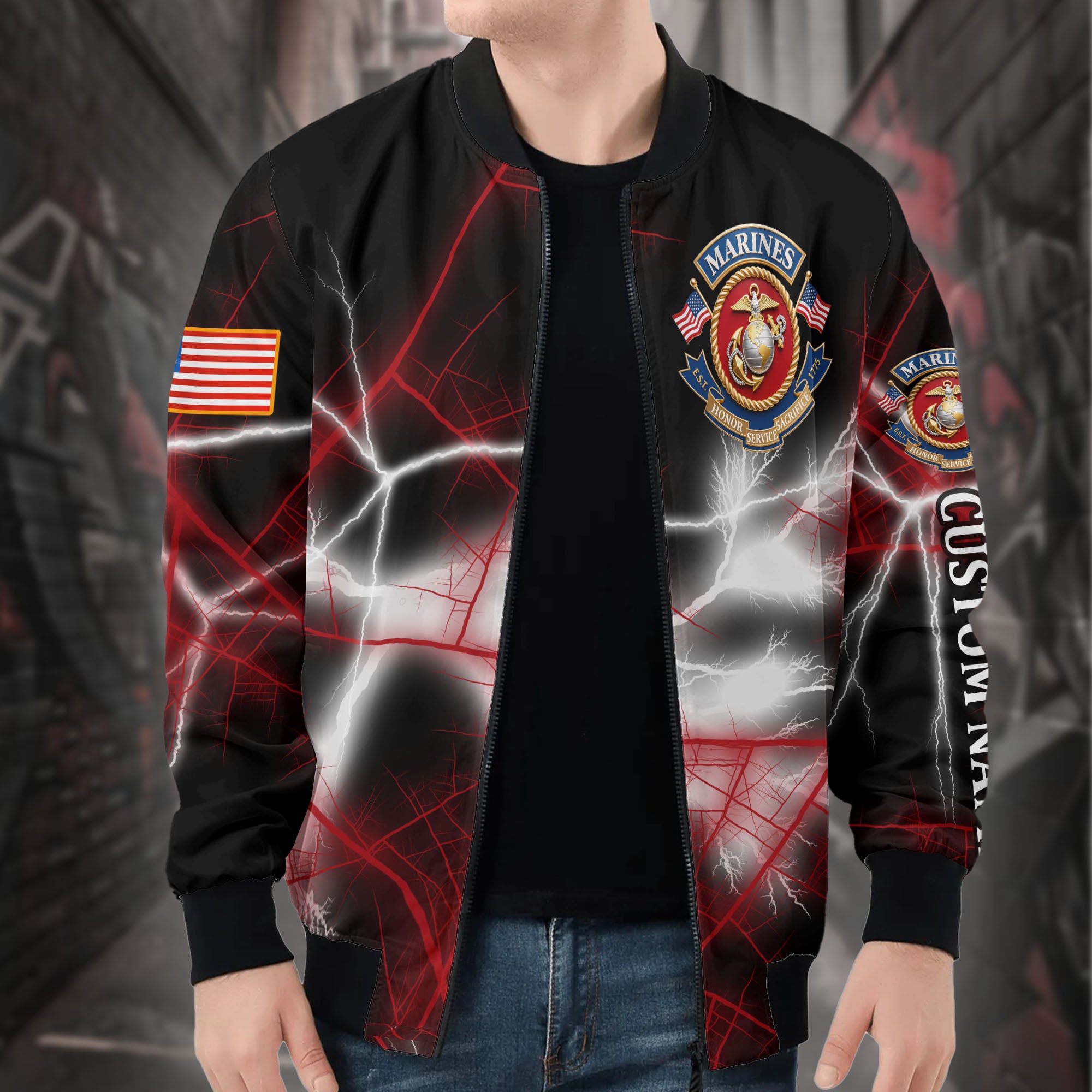 U.S. Marines Personalized All-over Print Bomber Jacket