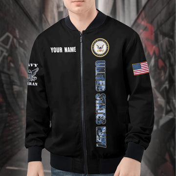 U.S. Navy Anchors Aweigh All-over Print Bomber Jacket