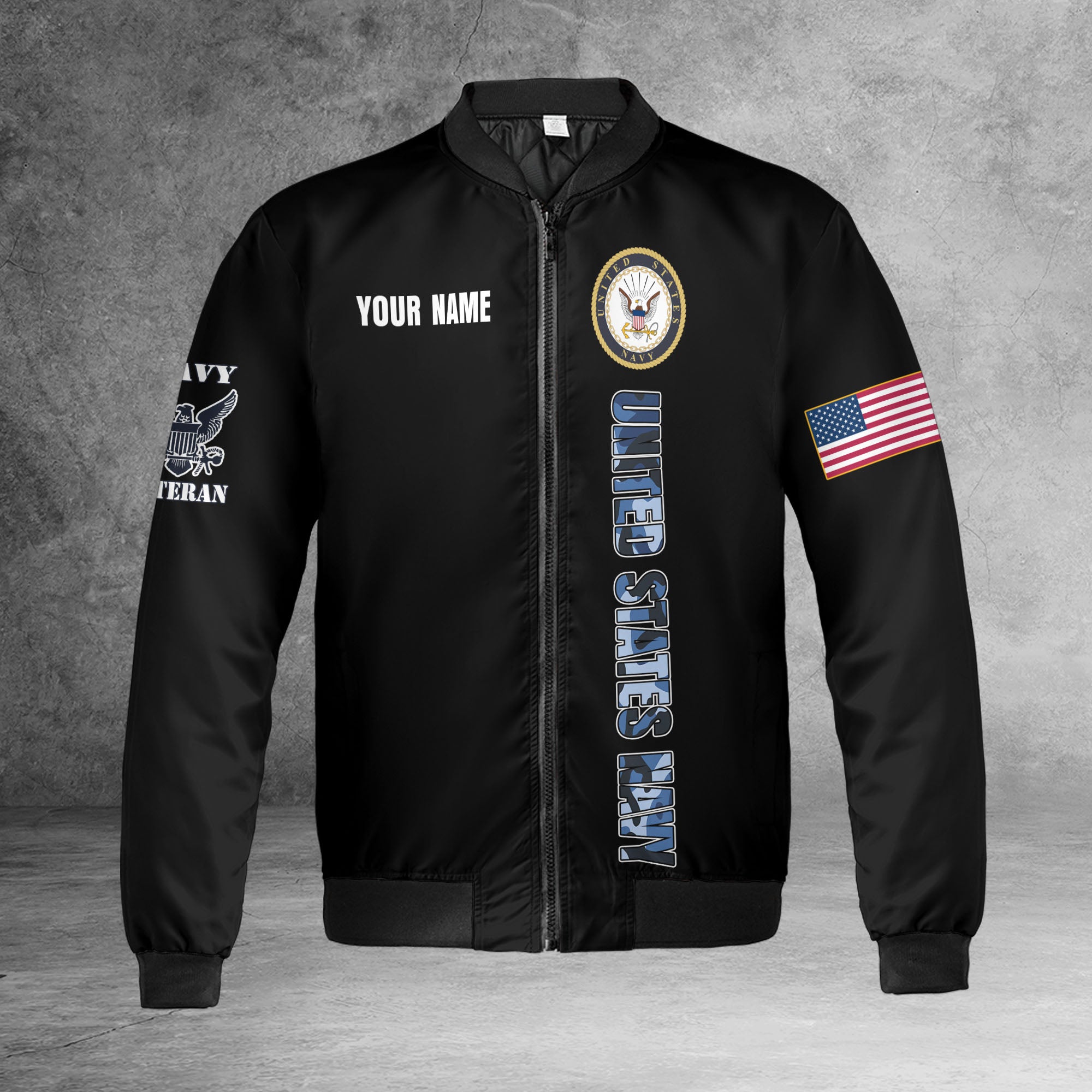 U.S. Navy Anchors Aweigh All-over Print Bomber Jacket