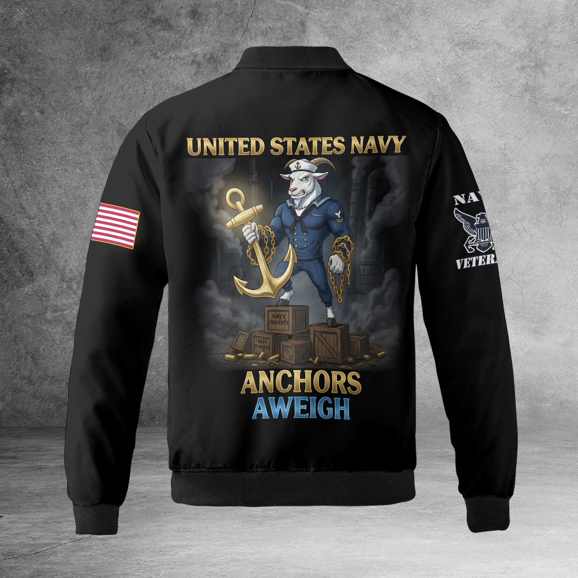 U.S. Navy Anchors Aweigh All-over Print Bomber Jacket