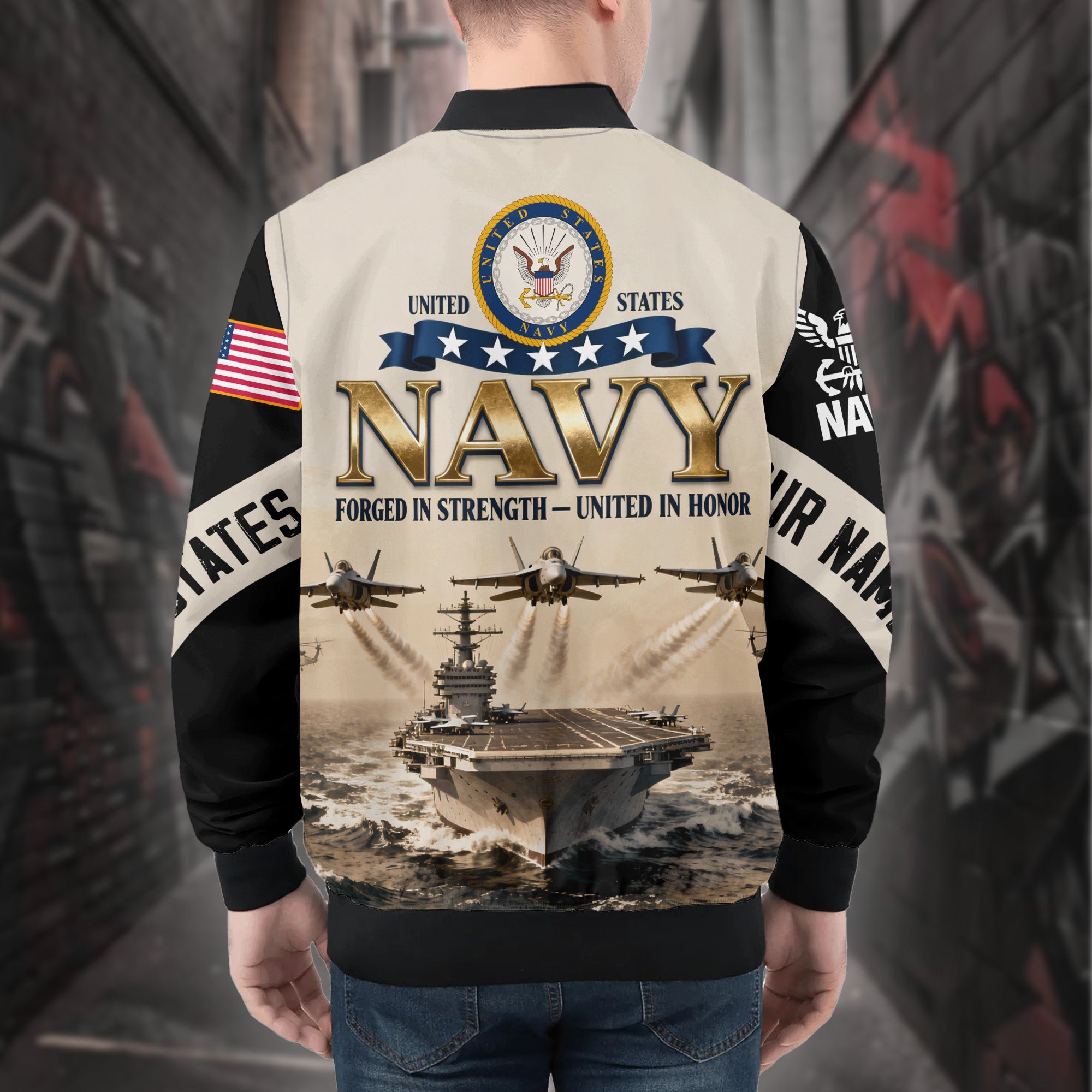 United in Honor Personalized All-over Print Bomber Jacket