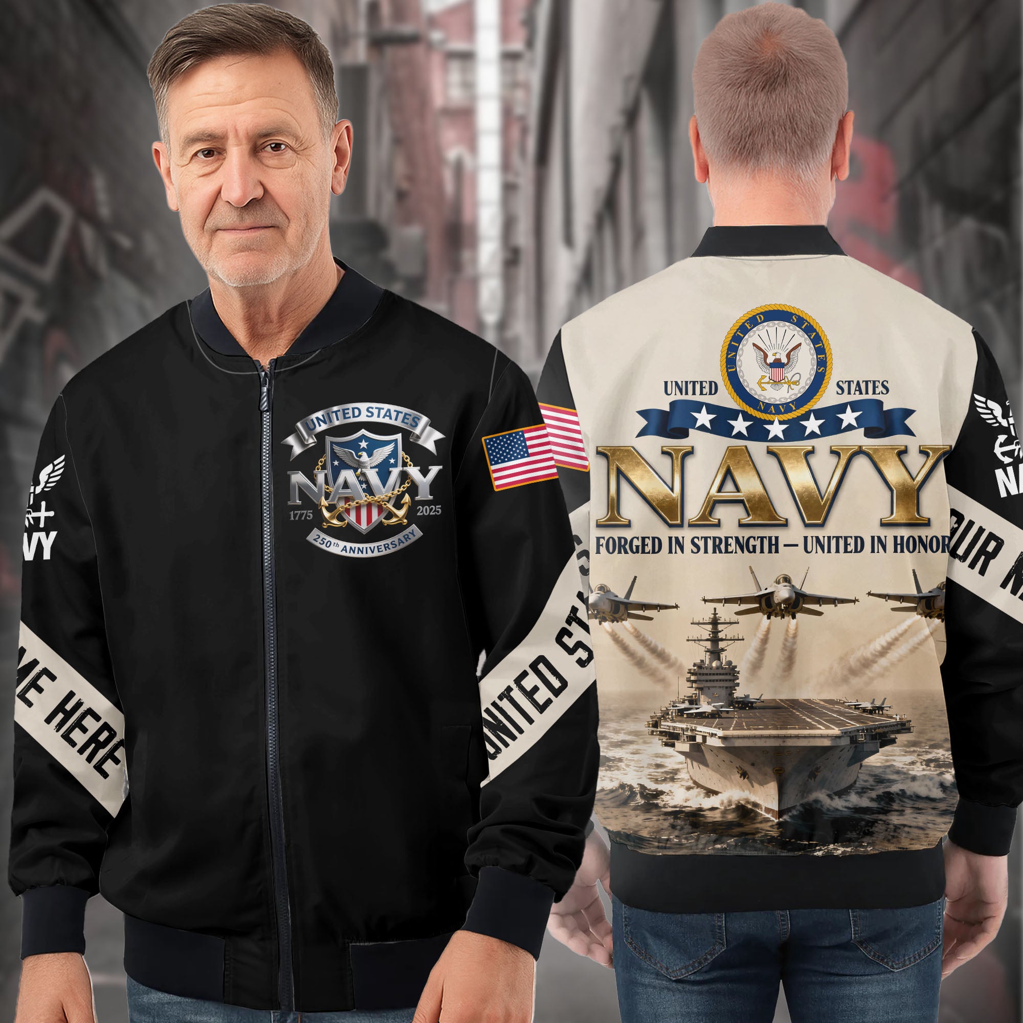 United in Honor Personalized All-over Print Bomber Jacket