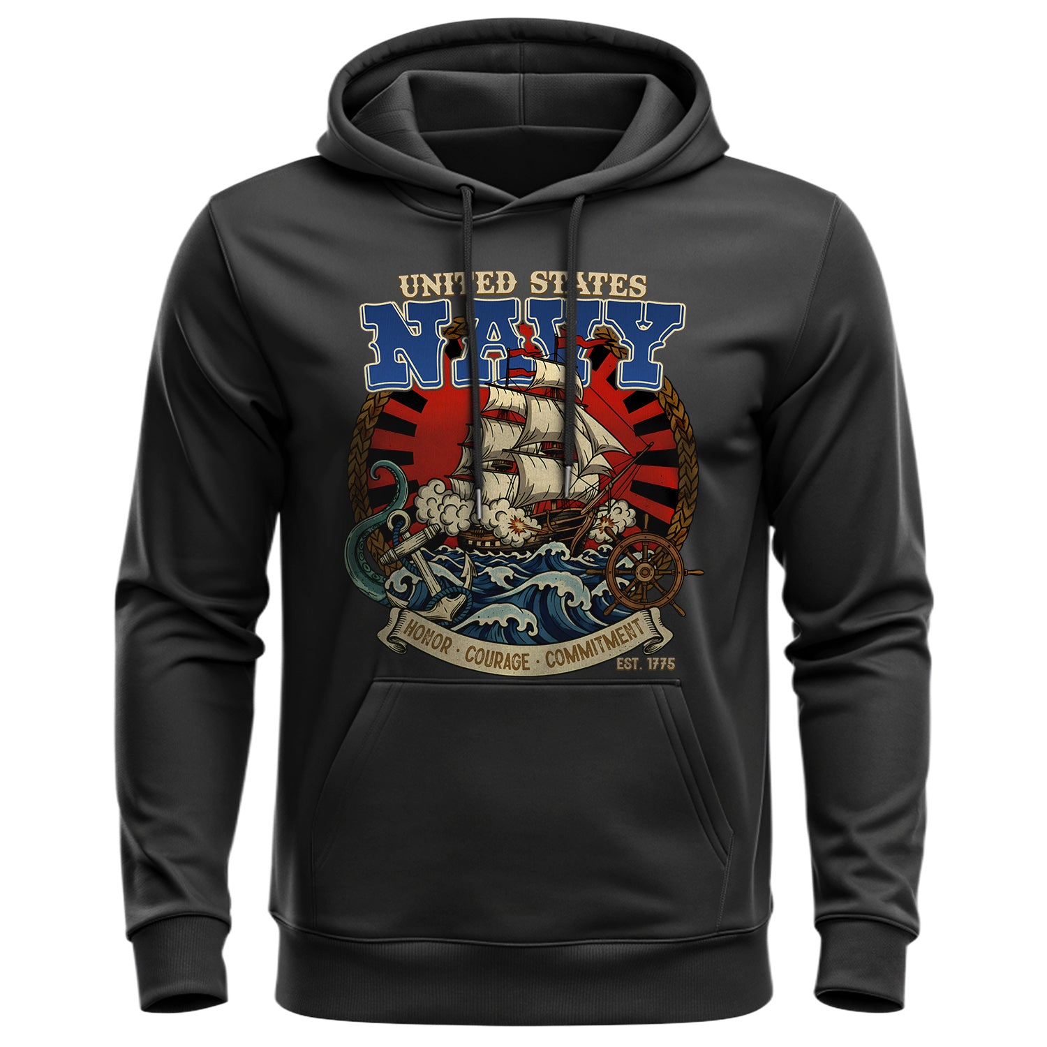 United States Navy Honor Courage Commitment Hoodie