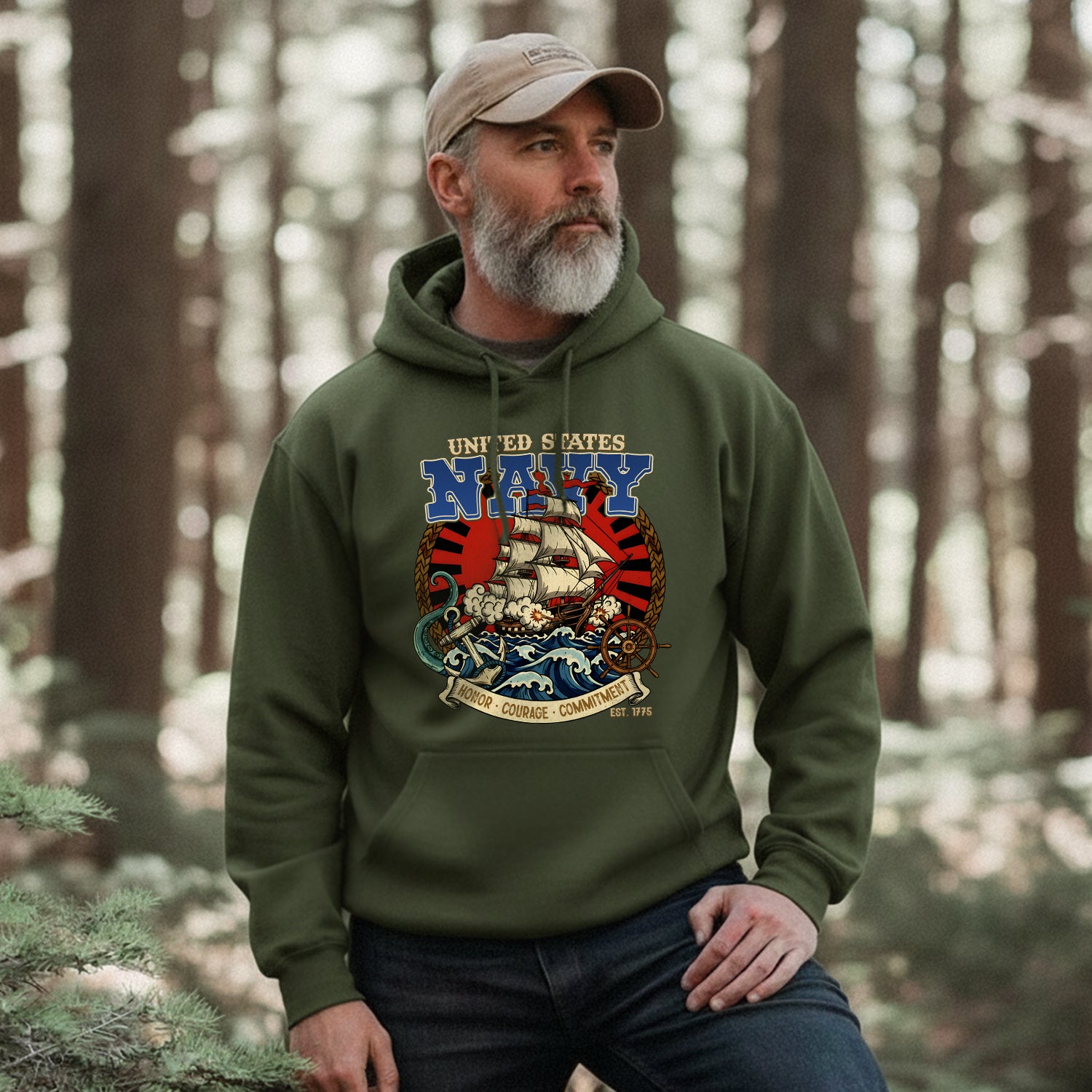 United States Navy Honor Courage Commitment Hoodie