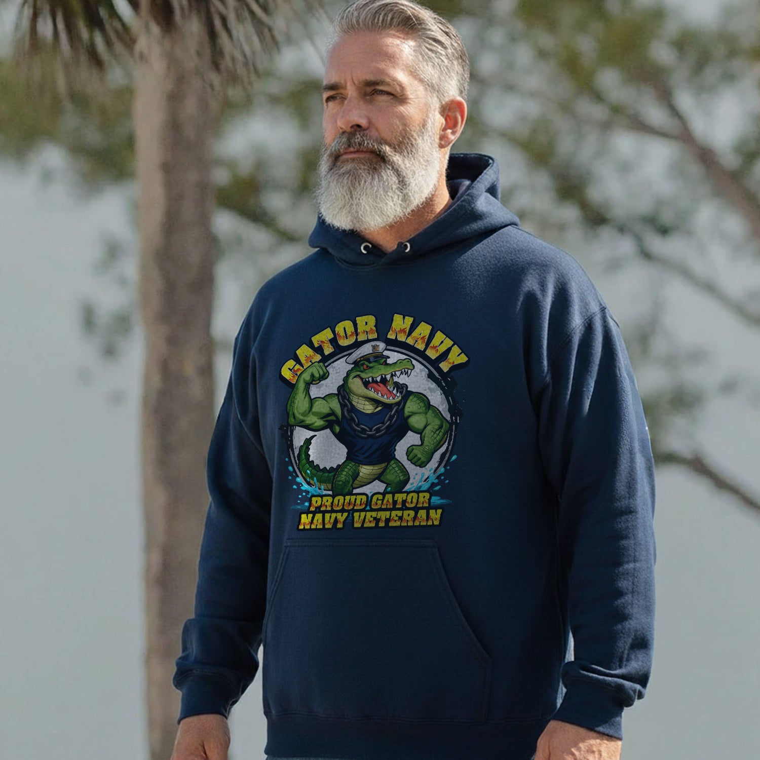 Gator Navy Proud Gator Navy Veteran Hoodie