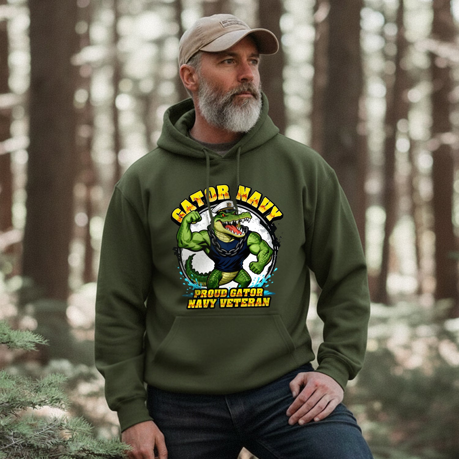 Gator Navy Proud Gator Navy Veteran Hoodie