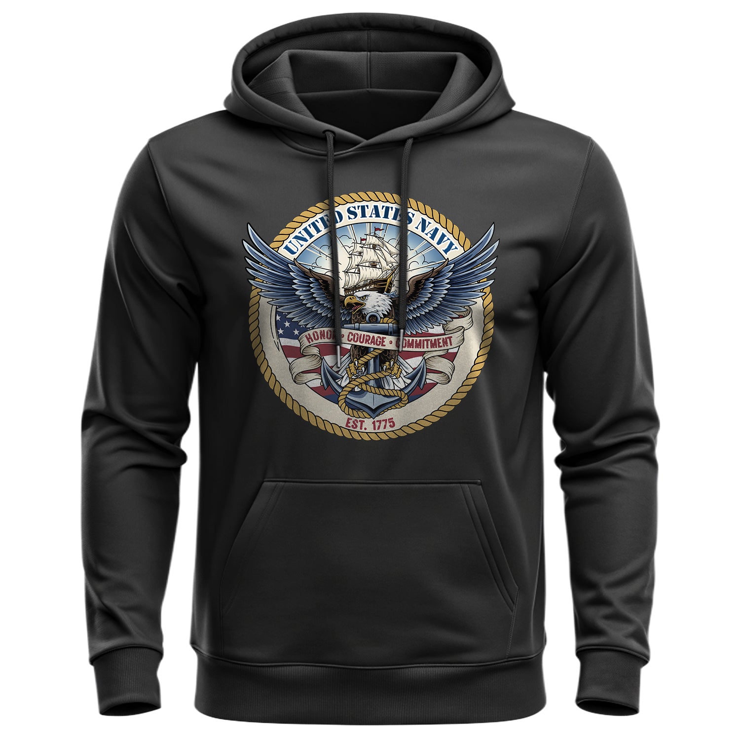 United States Navy Honor Courage Commitment Hoodie