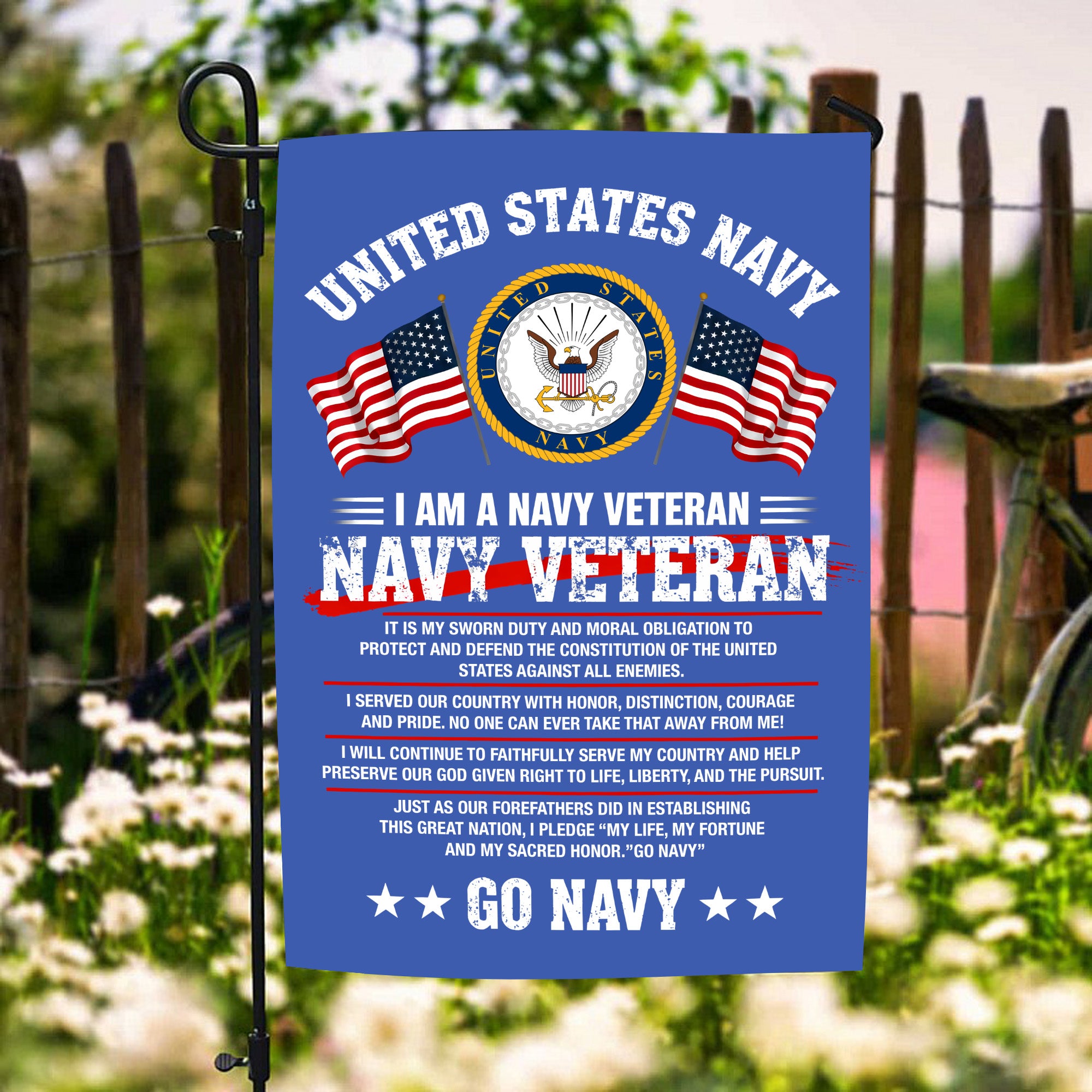 Navy Veteran Proud Service Flag