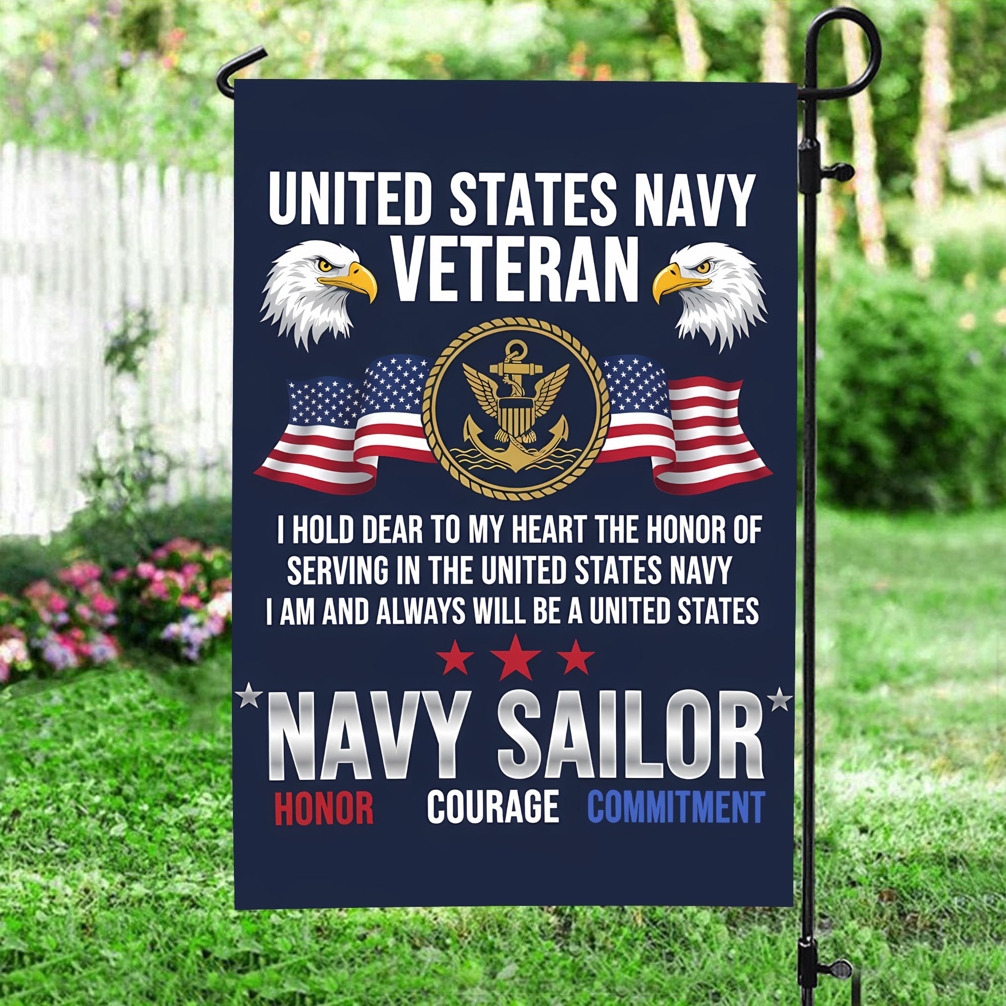 Navy Veteran Honor Commitment Flag