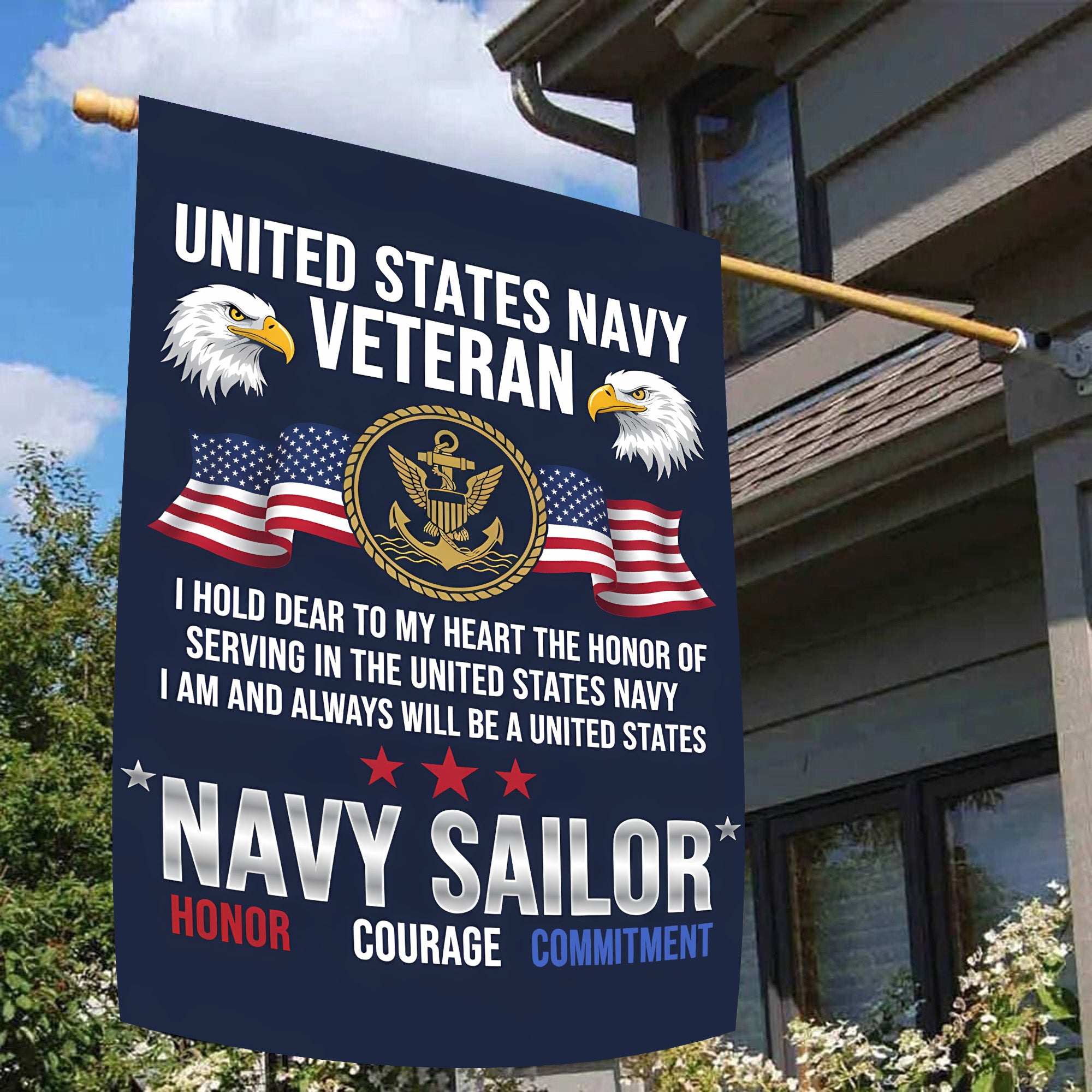 Navy Veteran Honor Commitment Flag