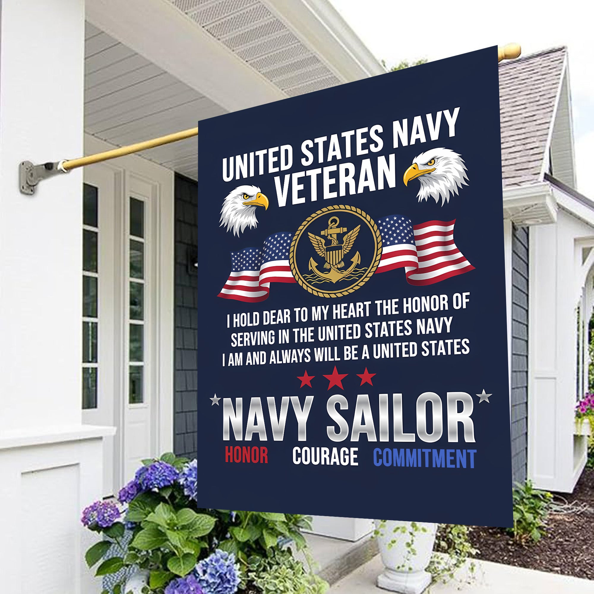 Navy Veteran Honor Commitment Flag