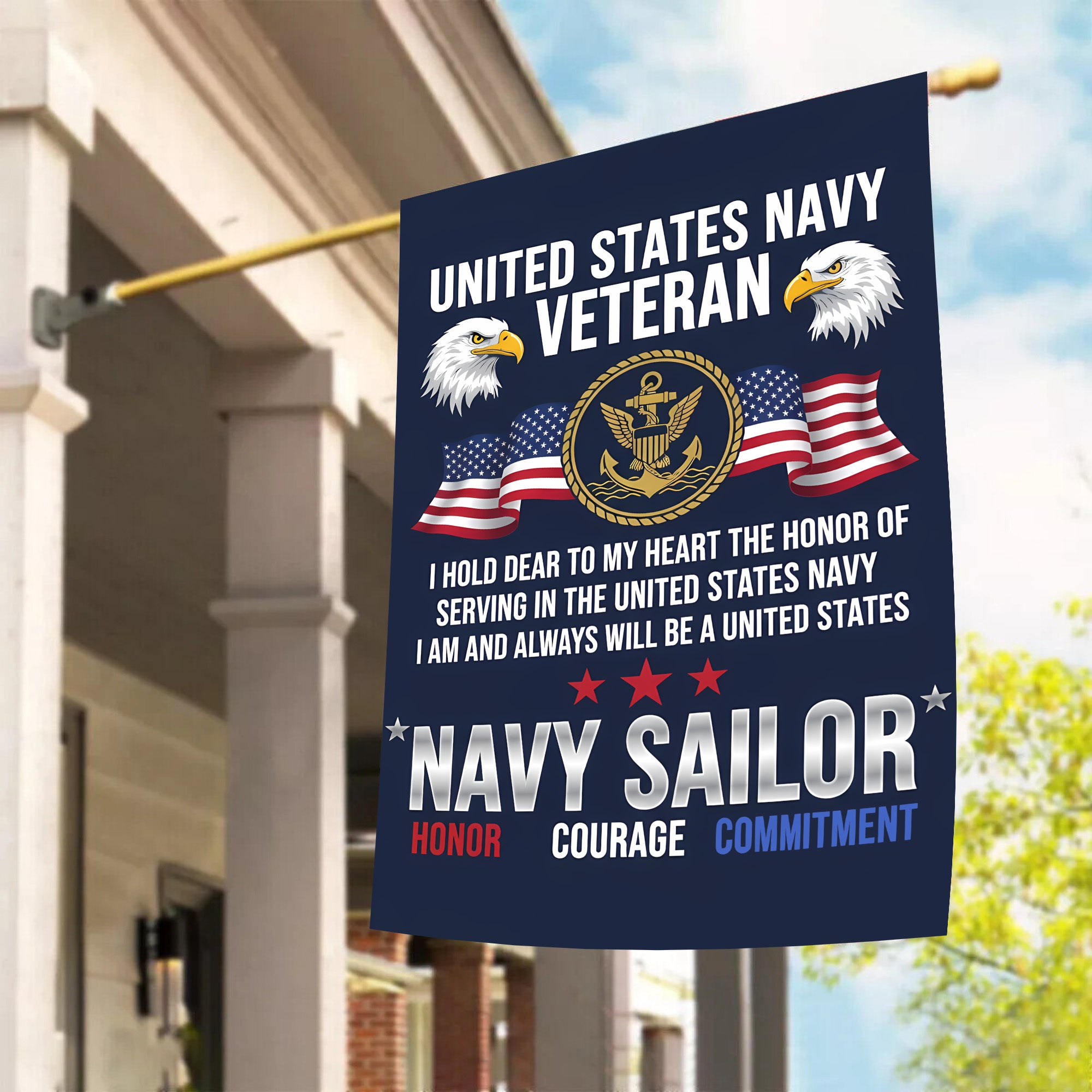 Navy Veteran Honor Commitment Flag