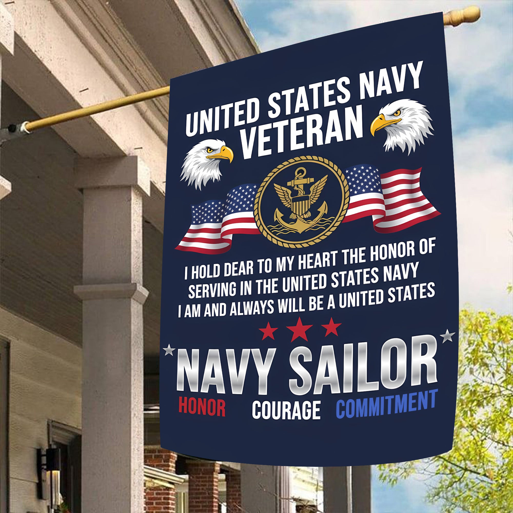 Navy Veteran Honor Commitment Flag