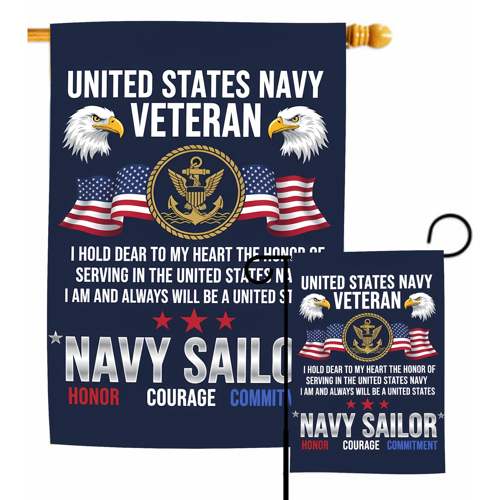 Navy Veteran Honor Commitment Flag