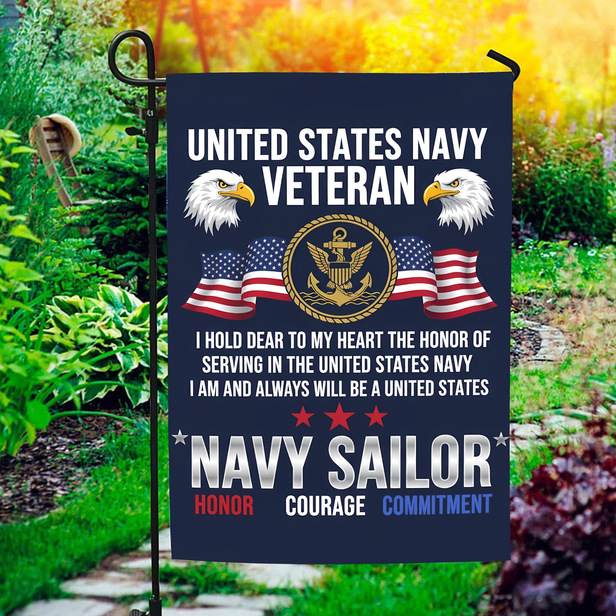 Navy Veteran Honor Commitment Flag