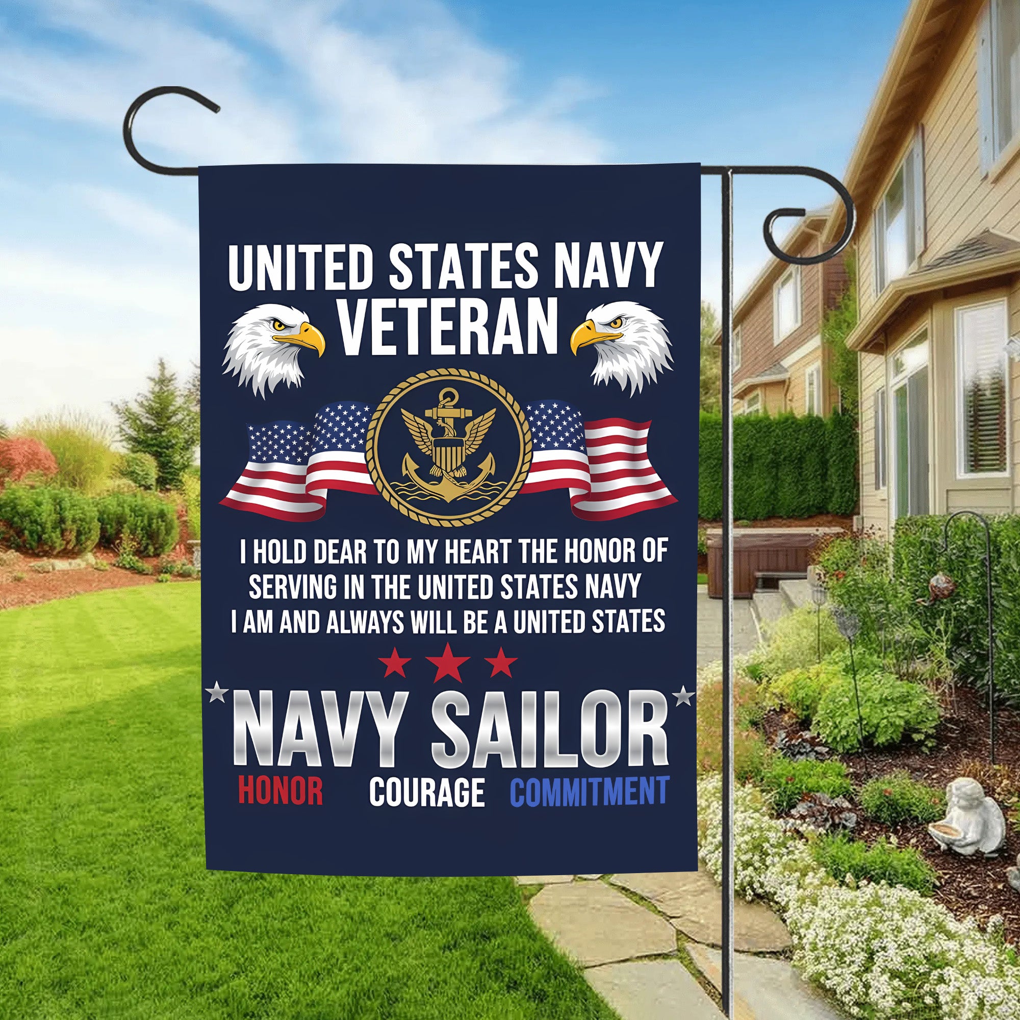 Navy Veteran Honor Commitment Flag