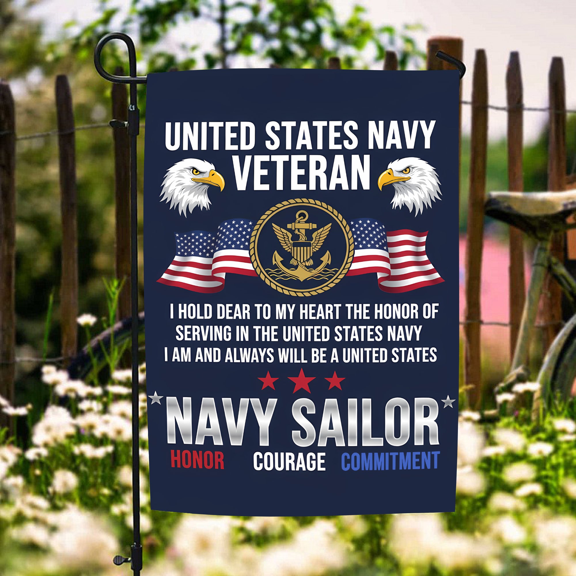 Navy Veteran Honor Commitment Flag