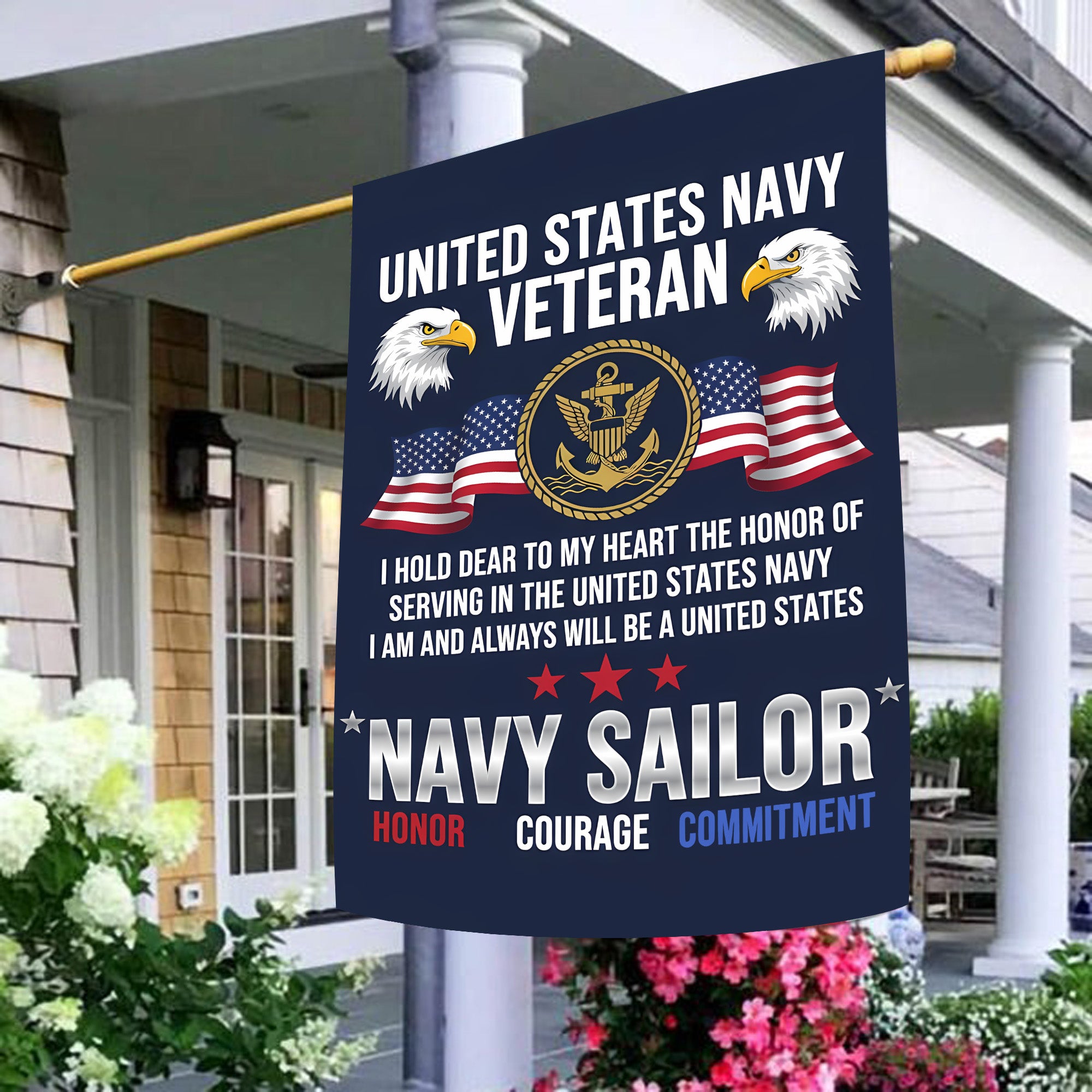 Navy Veteran Honor Commitment Flag