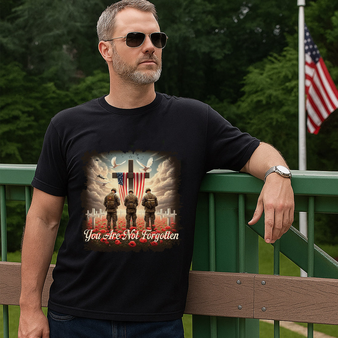 POW MIA Not Forgotten Veteran Memorial Military Tribute T-Shirt