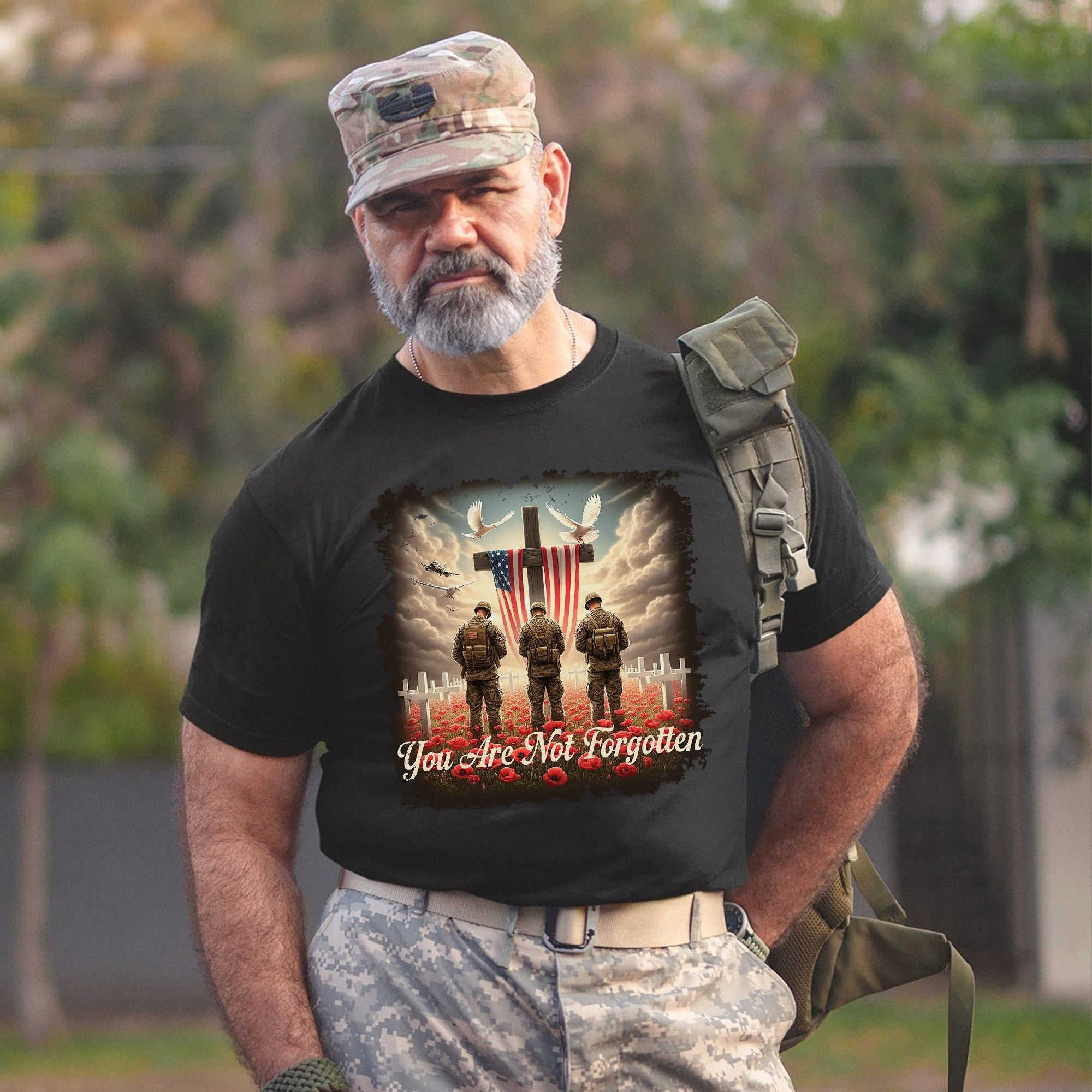 POW MIA Not Forgotten Veteran Memorial Military Tribute T-Shirt