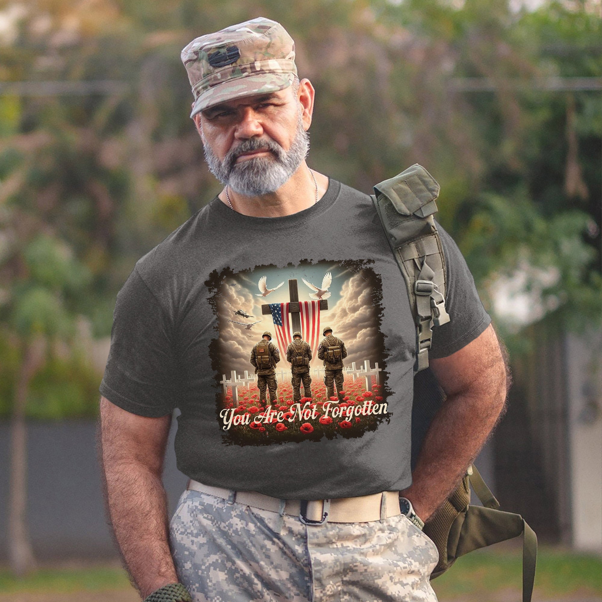 POW MIA Not Forgotten Veteran Memorial Military Tribute T-Shirt