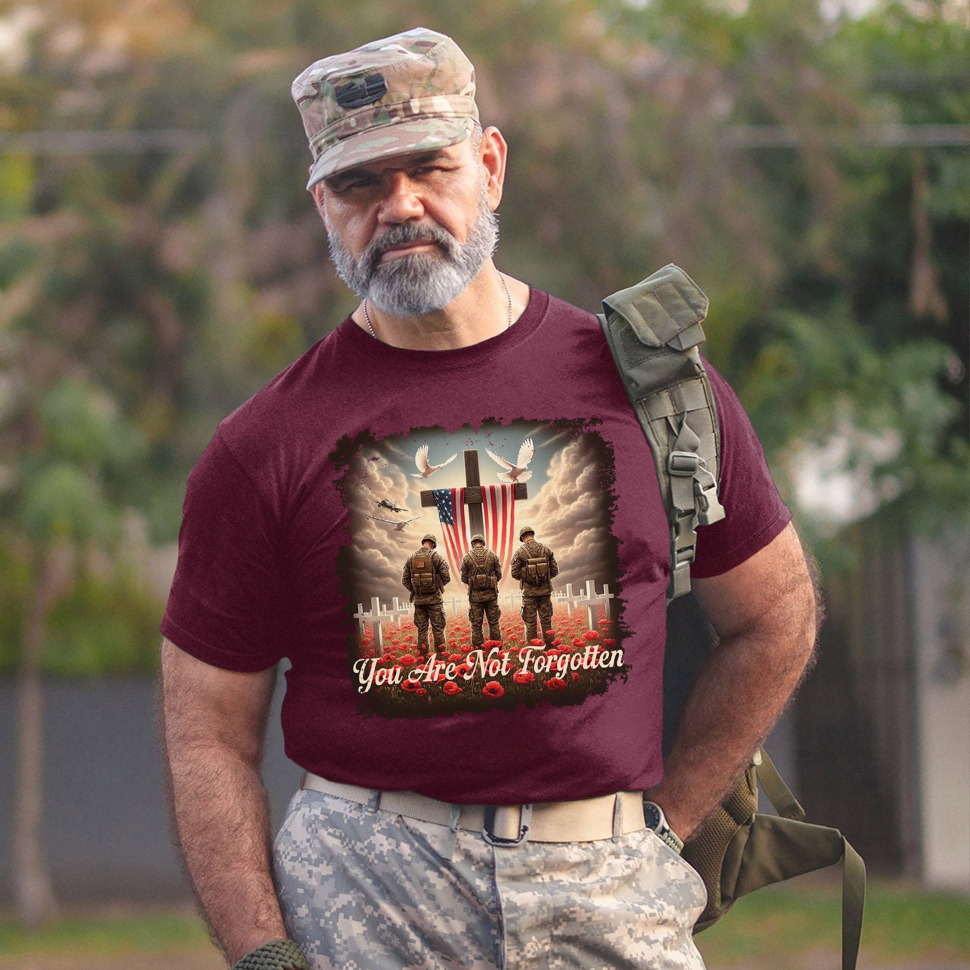 POW MIA Not Forgotten Veteran Memorial Military Tribute T-Shirt