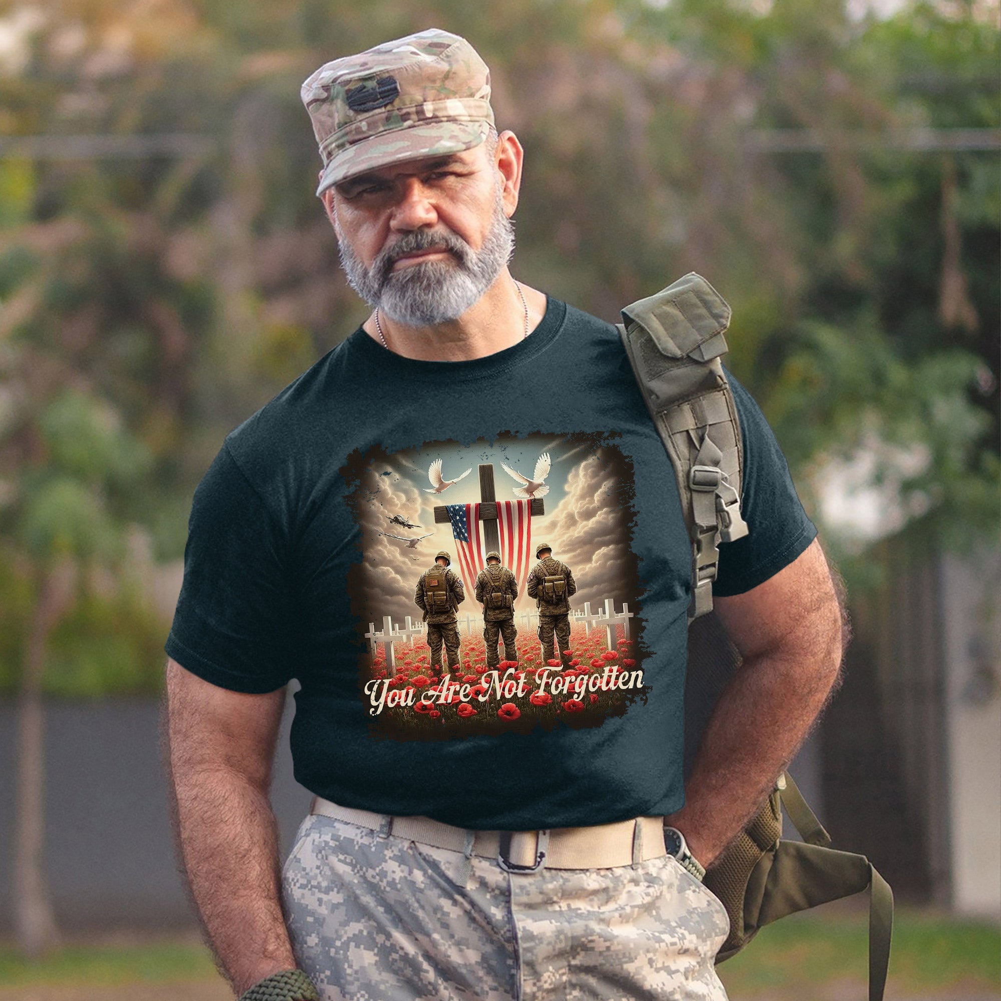 POW MIA Not Forgotten Veteran Memorial Military Tribute T-Shirt