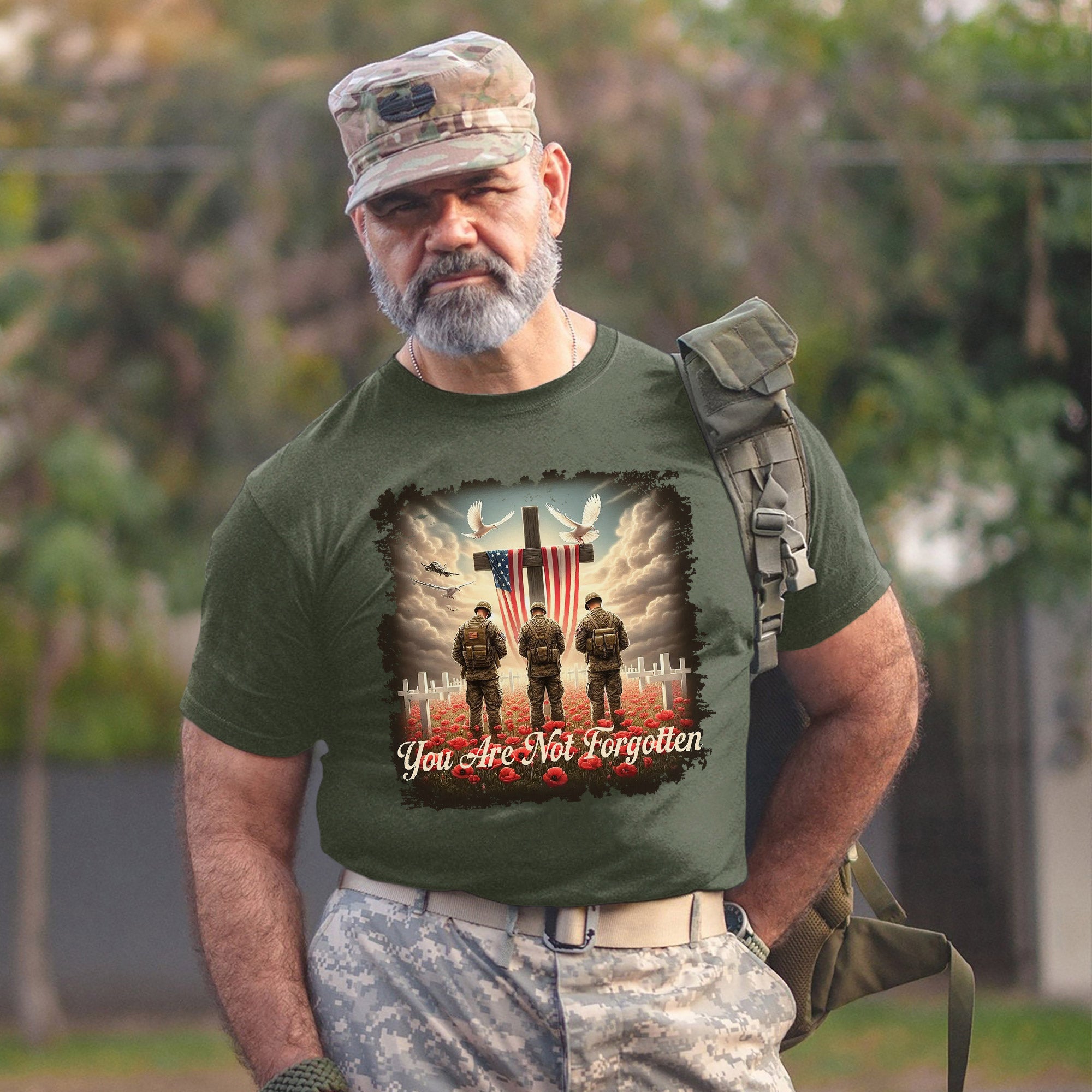 POW MIA Not Forgotten Veteran Memorial Military Tribute T-Shirt
