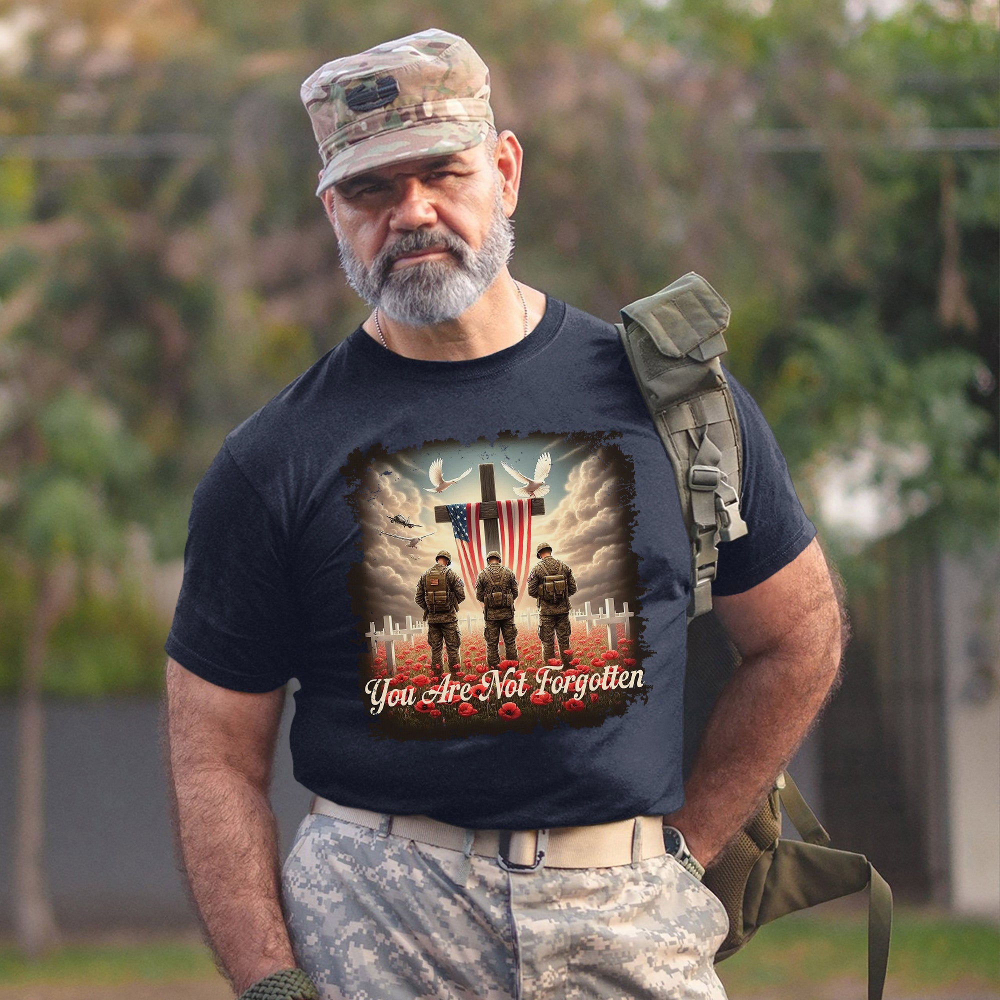 POW MIA Not Forgotten Veteran Memorial Military Tribute T-Shirt