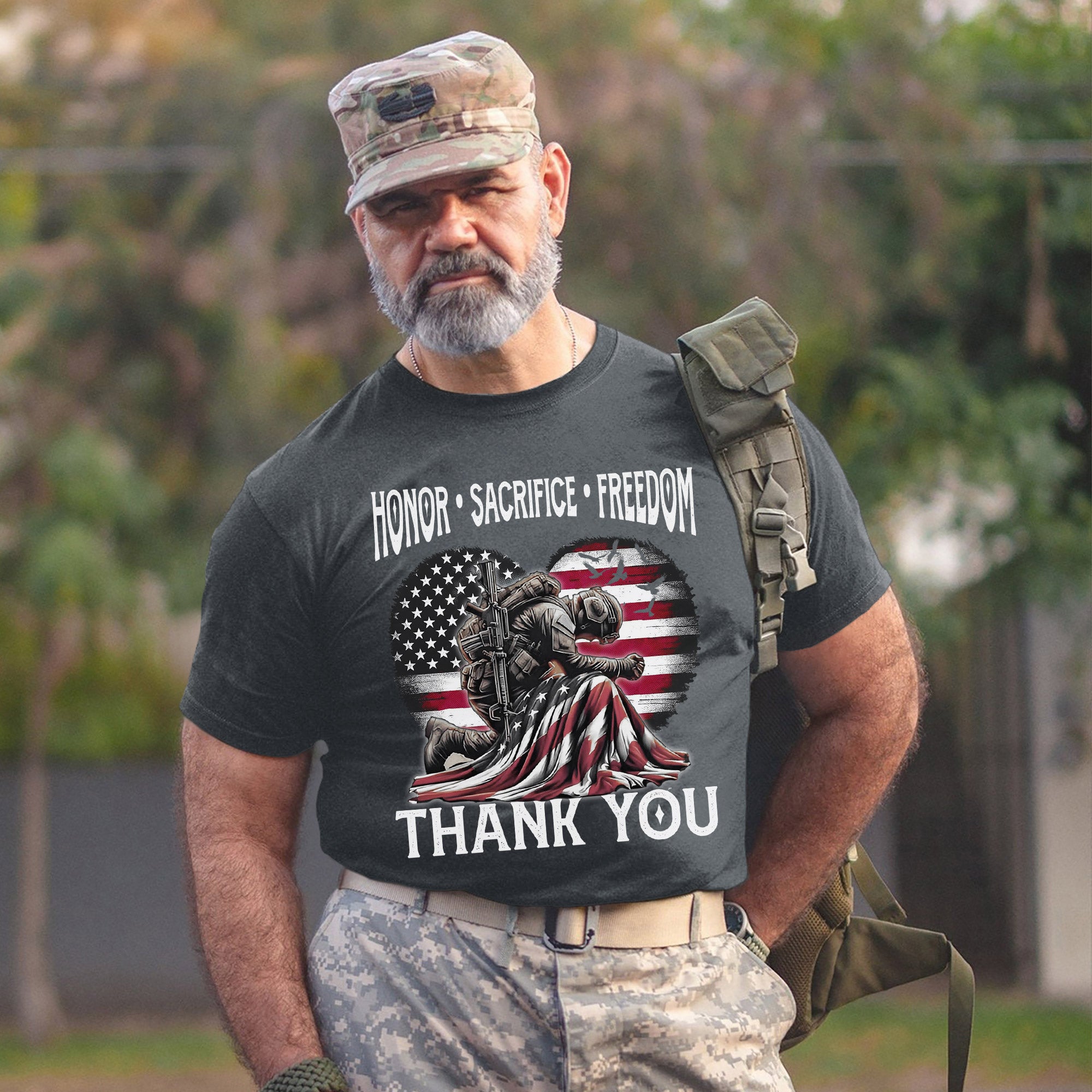Honor Sacrifice and Remember Thank You Veteran Patriotic Tribute T-Shirt