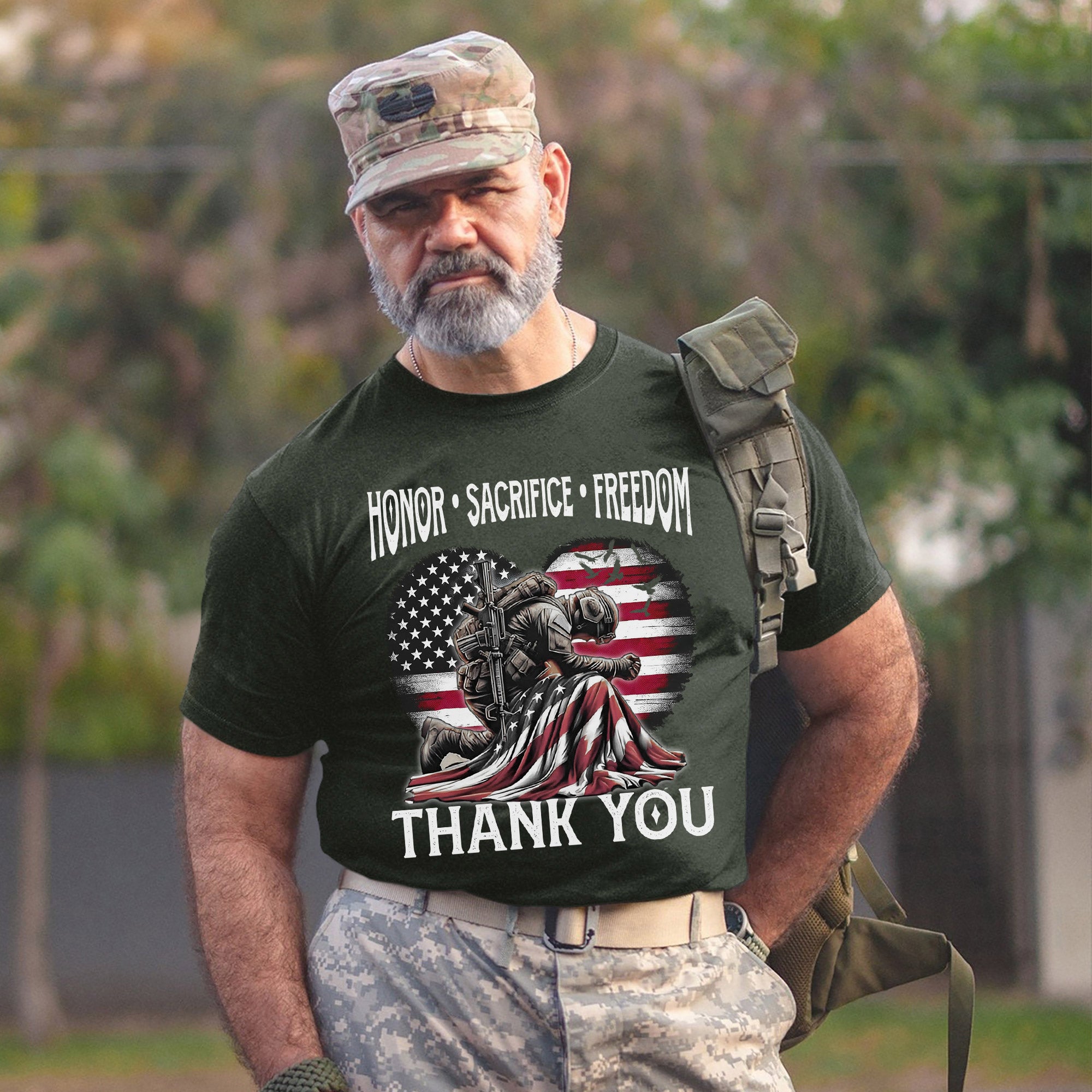 Honor Sacrifice and Remember Thank You Veteran Patriotic Tribute T-Shirt