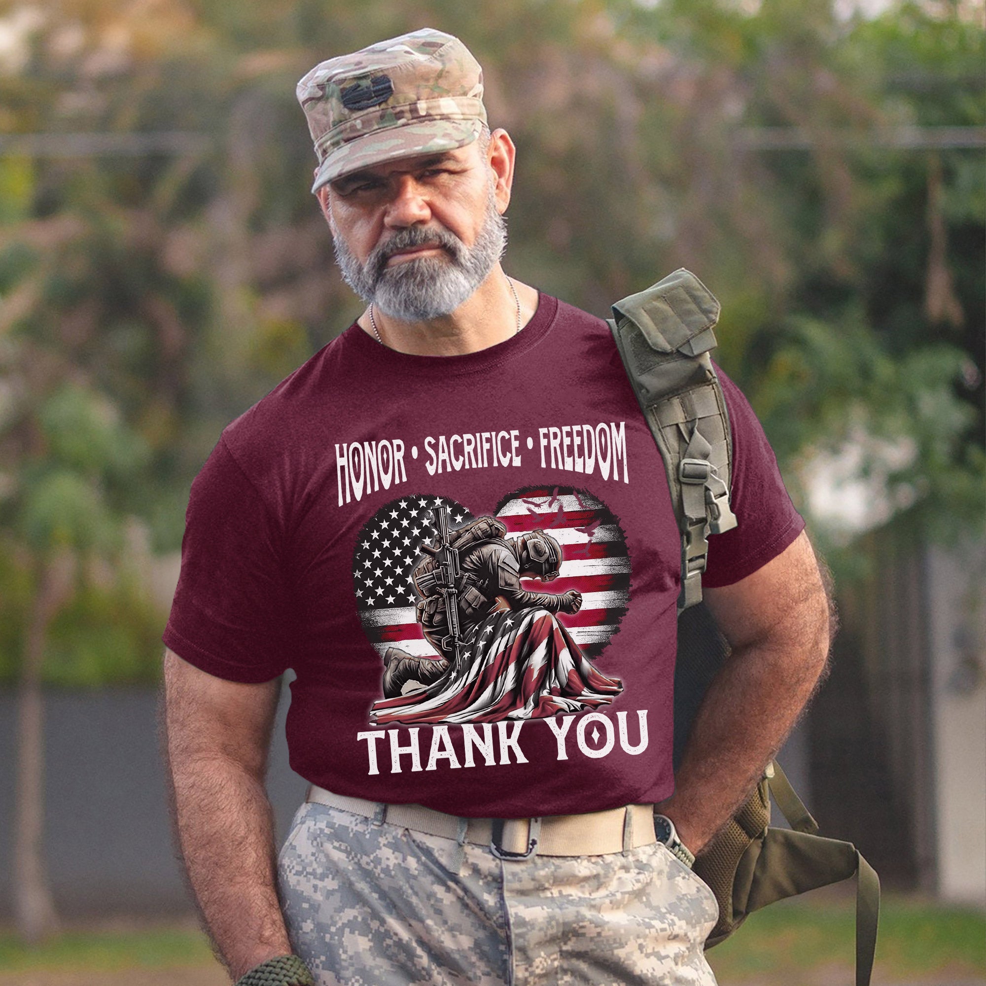 Honor Sacrifice and Remember Thank You Veteran Patriotic Tribute T-Shirt