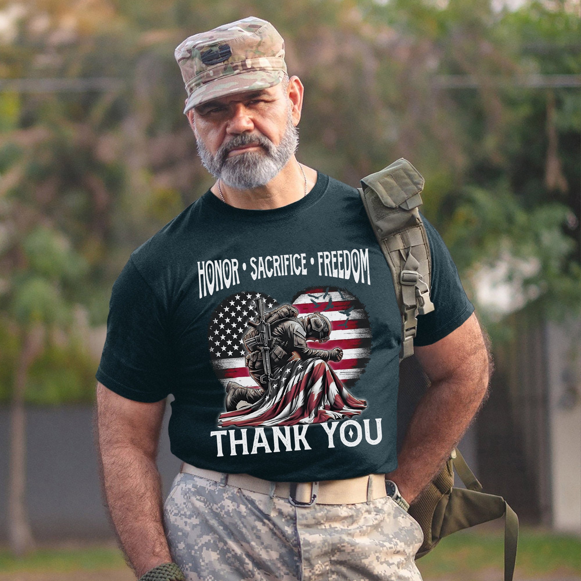 Honor Sacrifice and Remember Thank You Veteran Patriotic Tribute T-Shirt