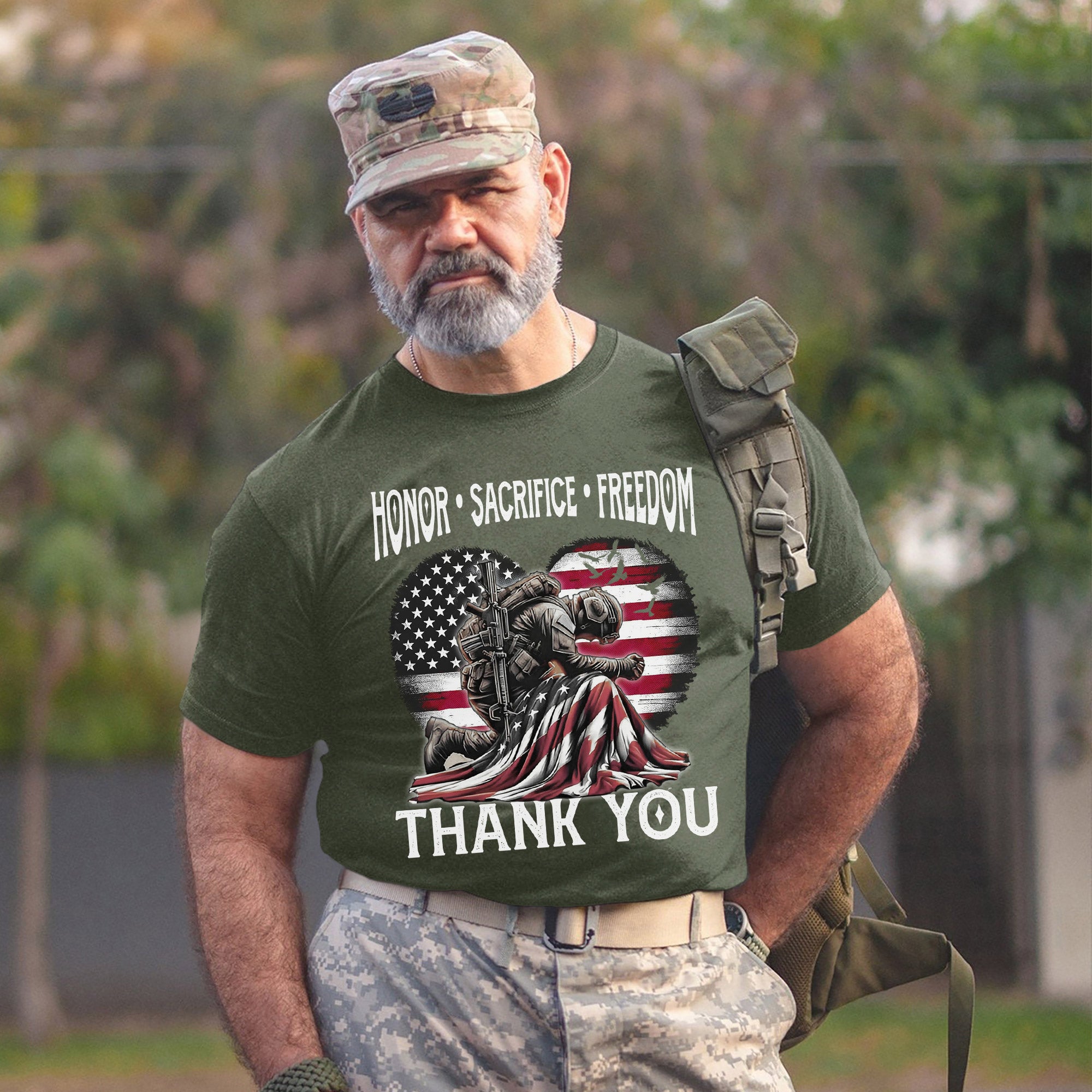 Honor Sacrifice and Remember Thank You Veteran Patriotic Tribute T-Shirt