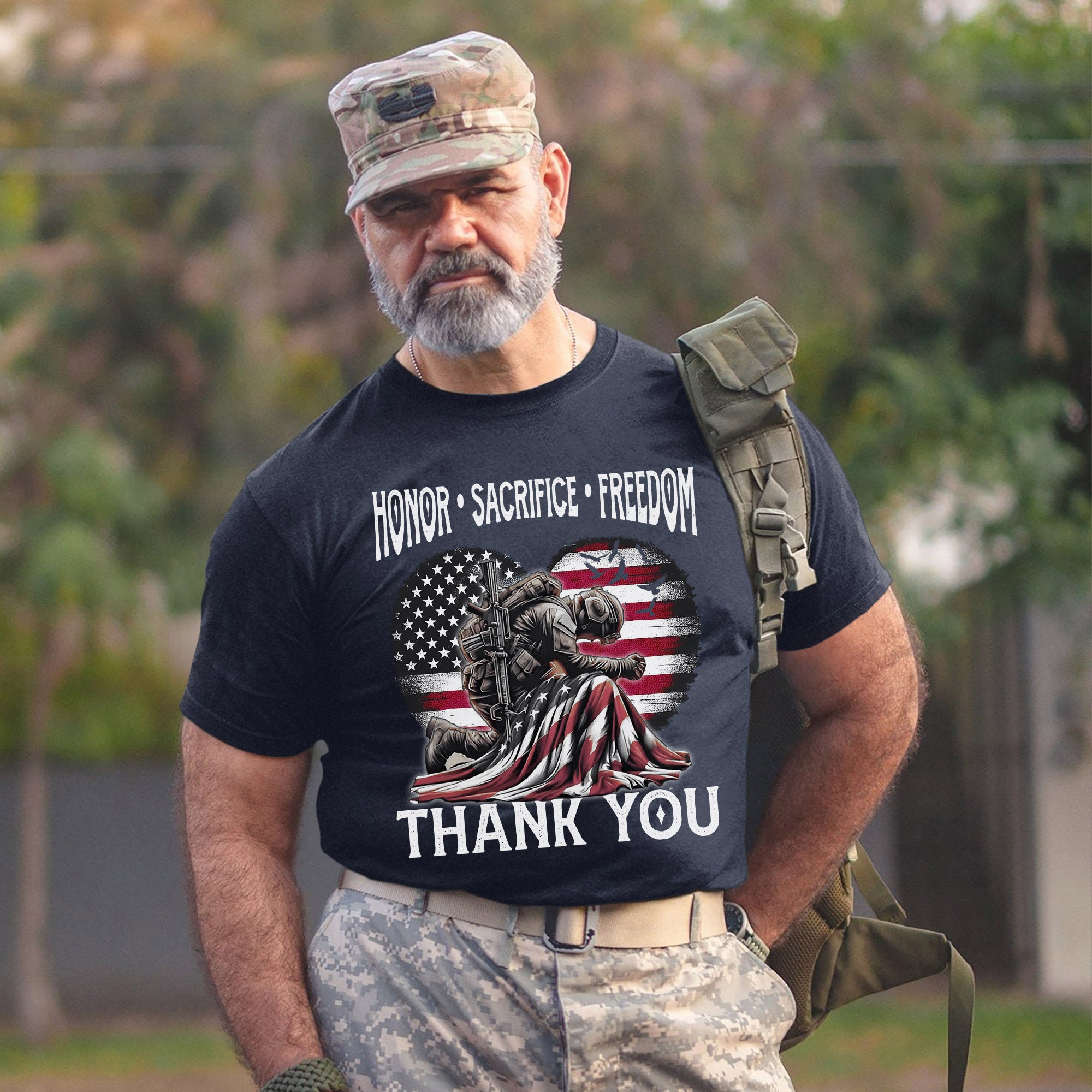 Honor Sacrifice and Remember Thank You Veteran Patriotic Tribute T-Shirt