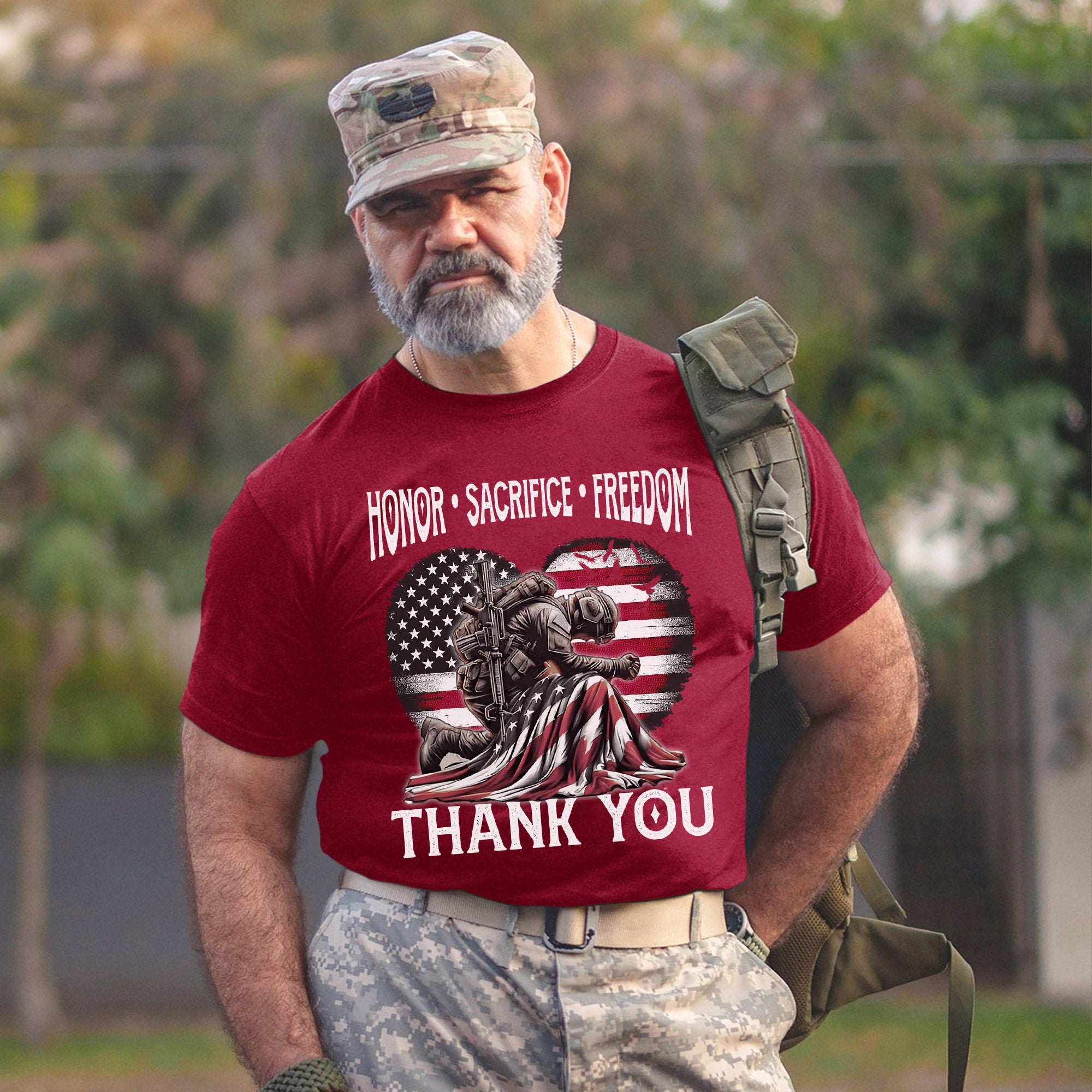 Honor Sacrifice and Remember Thank You Veteran Patriotic Tribute T-Shirt